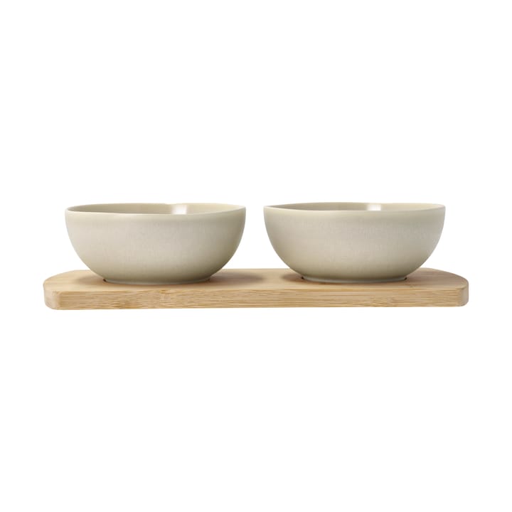 Shoku tabuleiro de bambu com 2 tigelas - Bege - Villa Collection