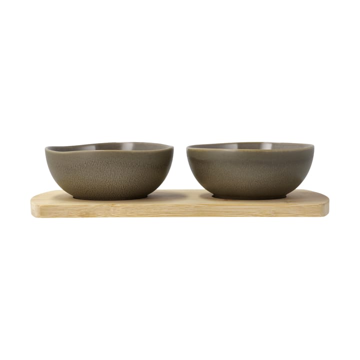 Shoku tabuleiro de bambu com 2 tigelas - Castanho quente - Villa Collection