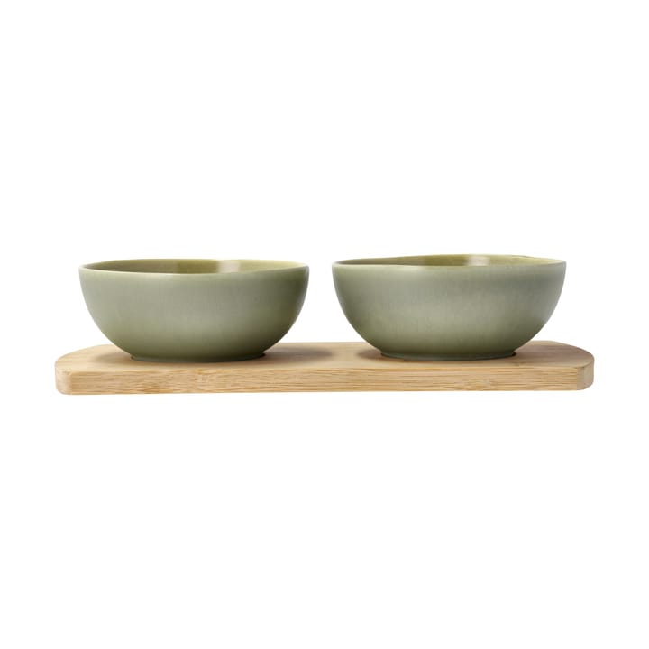 Shoku tabuleiro de bambu com 2 tigelas - Verde puro - Villa Collection