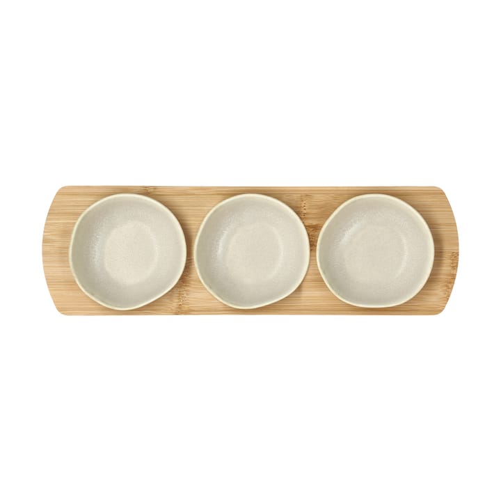 Shoku tabuleiro de bambu com 3 tigelas, Bege Villa Collection