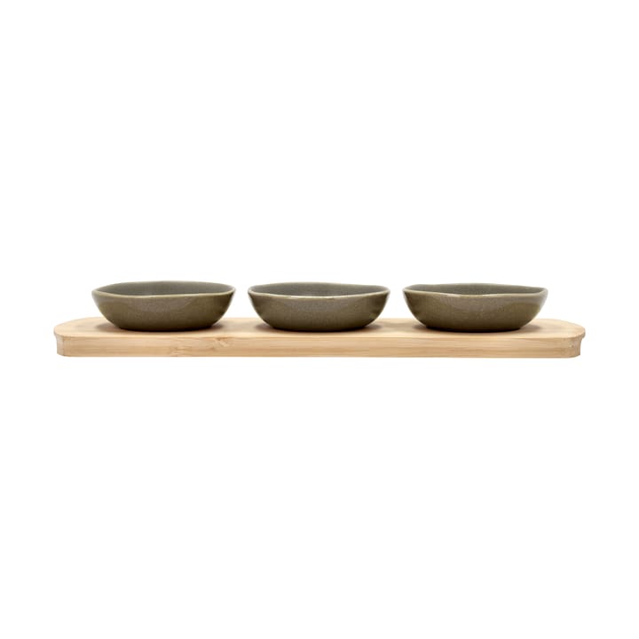 Shoku tabuleiro de bambu com 3 tigelas - Castanho quente - Villa Collection