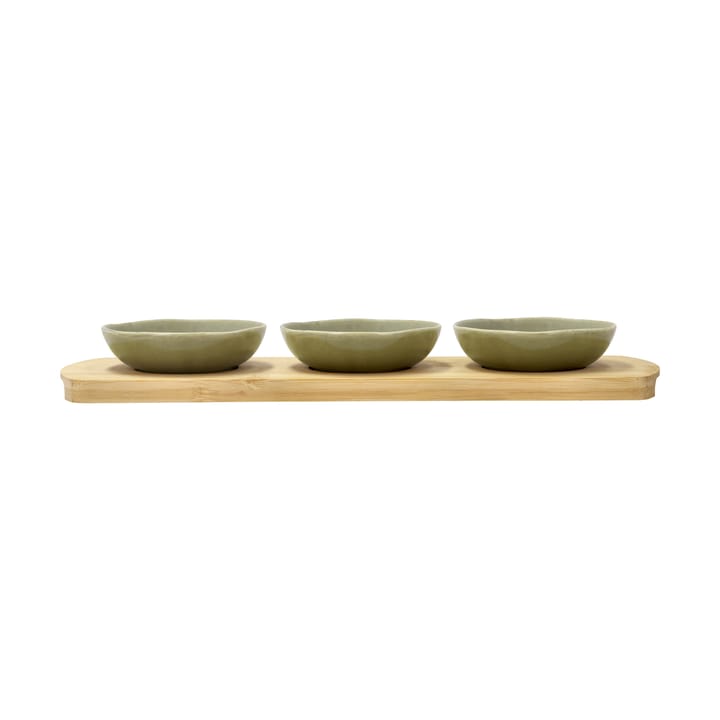 Shoku tabuleiro de bambu com 3 tigelas - Verde puro - Villa Collection