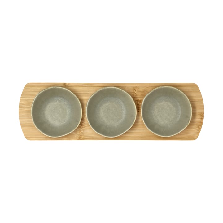 Shoku tabuleiro de bambu com 3 tigelas, Verde puro Villa Collection