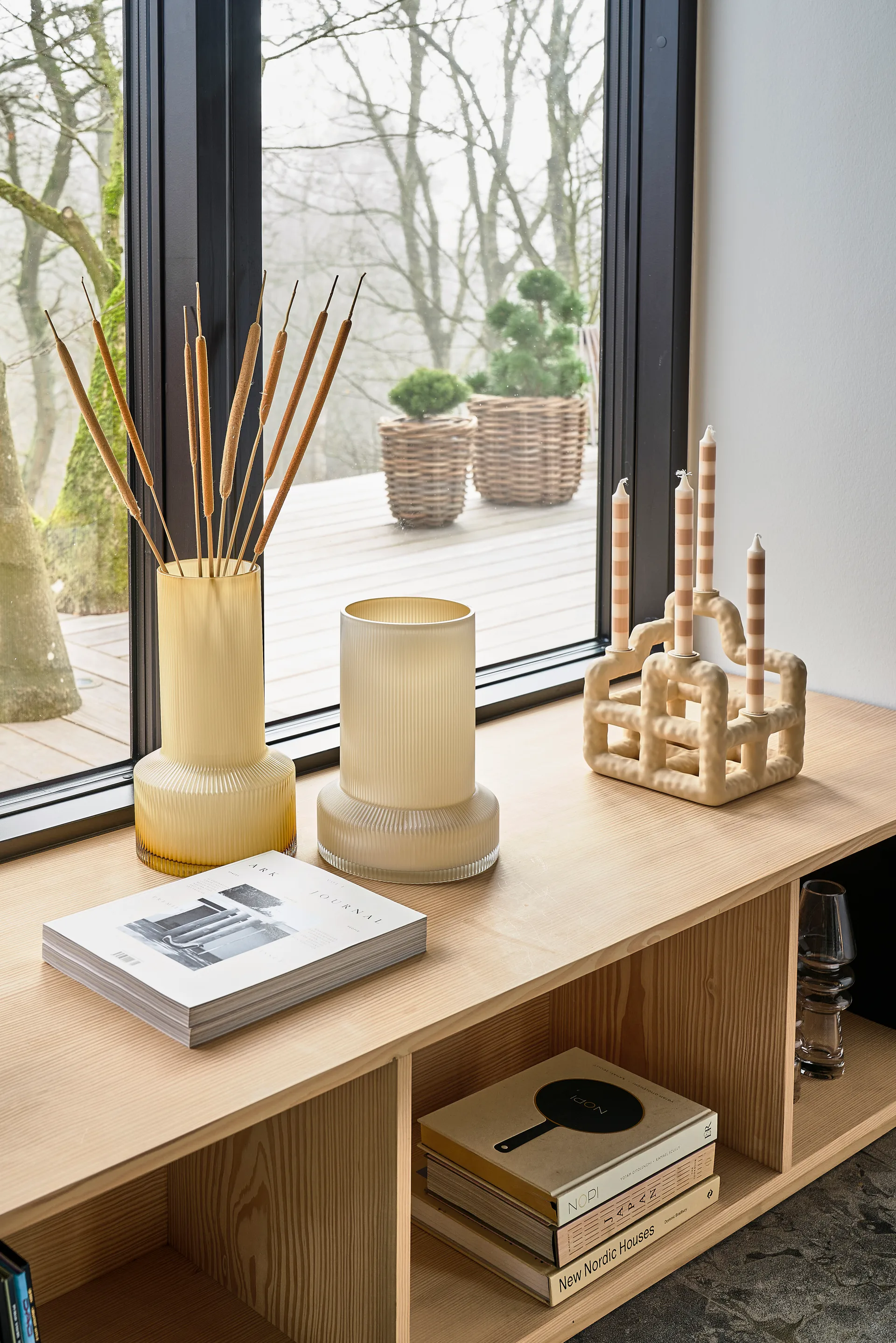 Vaso de vidro Hvils Ø21 cm, Branco  Villa Collection