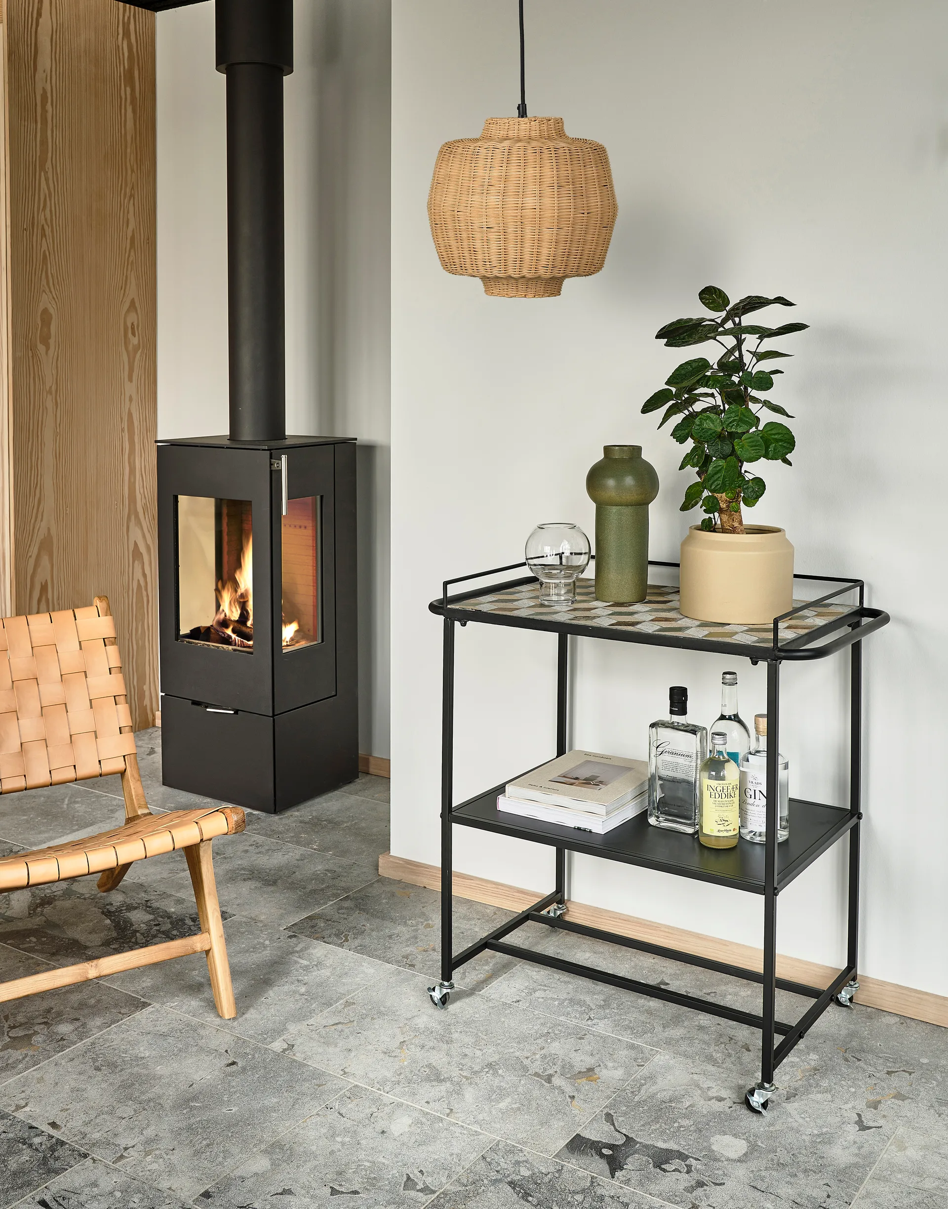 Vilna candeeiro suspenso natural vime, Ø30 cm Villa Collection