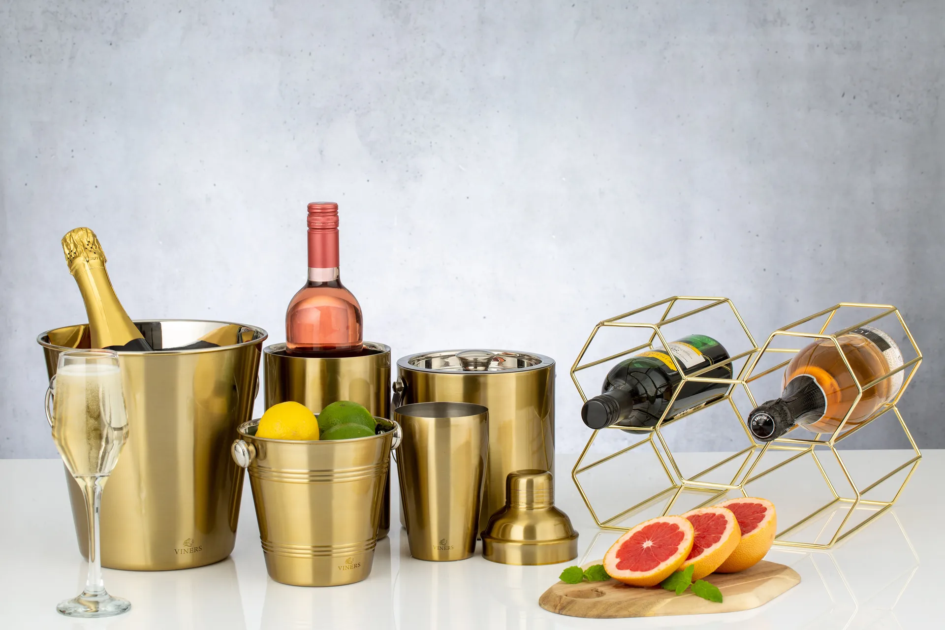 Balde de gelo Viners com tampa 1,5 l, Ouro Viners