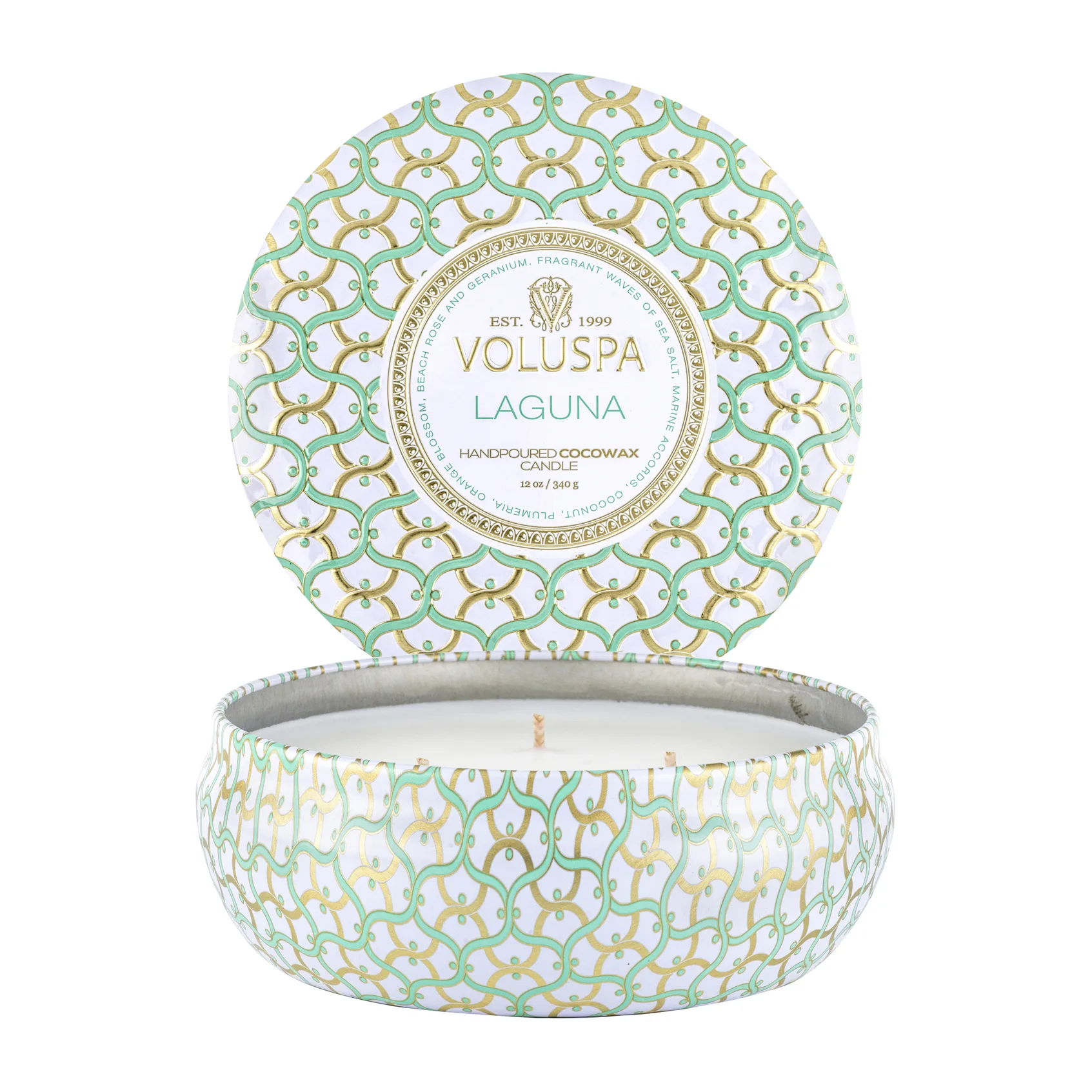 Vela perfumada 3 pavios Maison Blanc Tin 40 horas, Laguna Voluspa