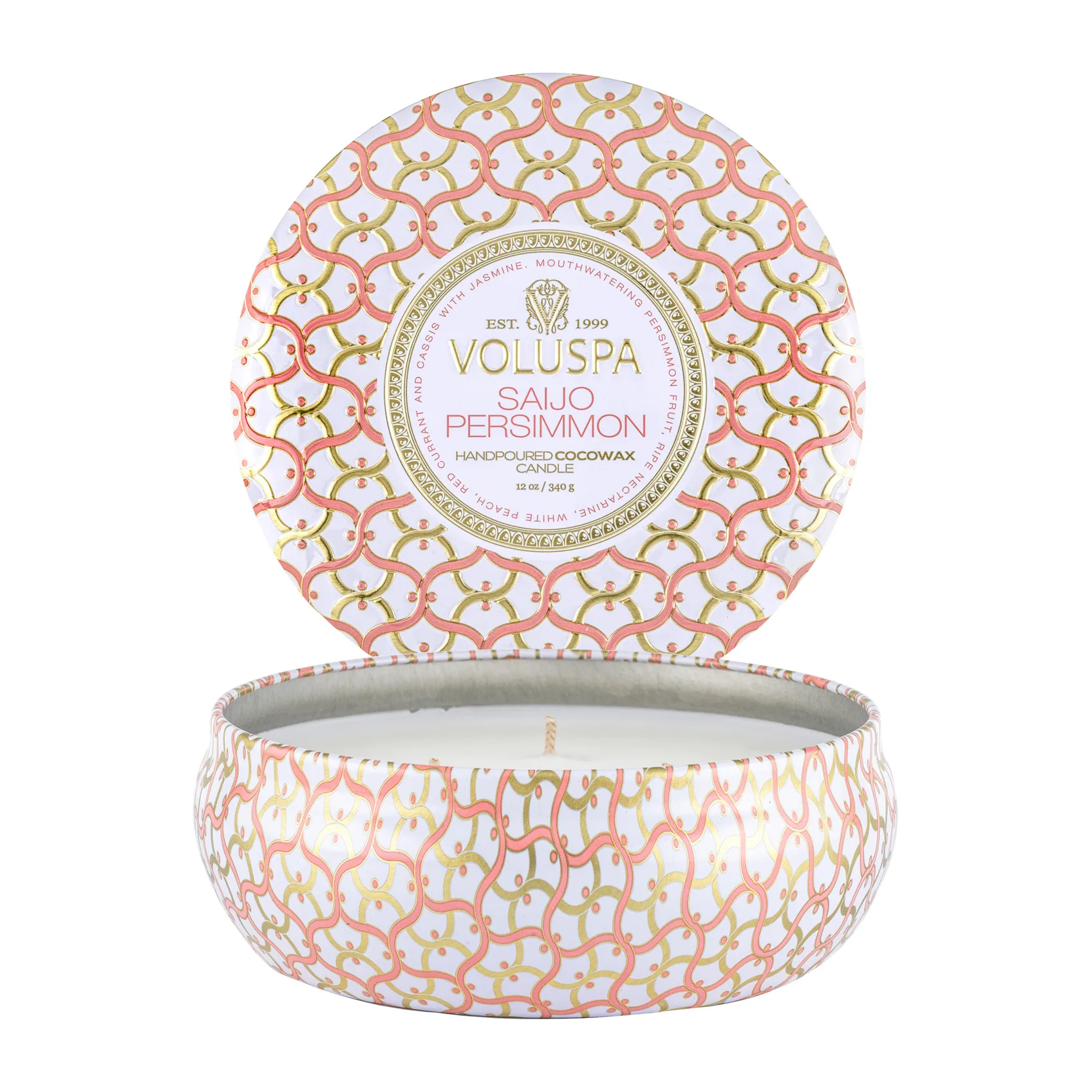 Vela perfumada 3 pavios Maison Blanc Tin 40 horas, Saijo Persimmon Voluspa