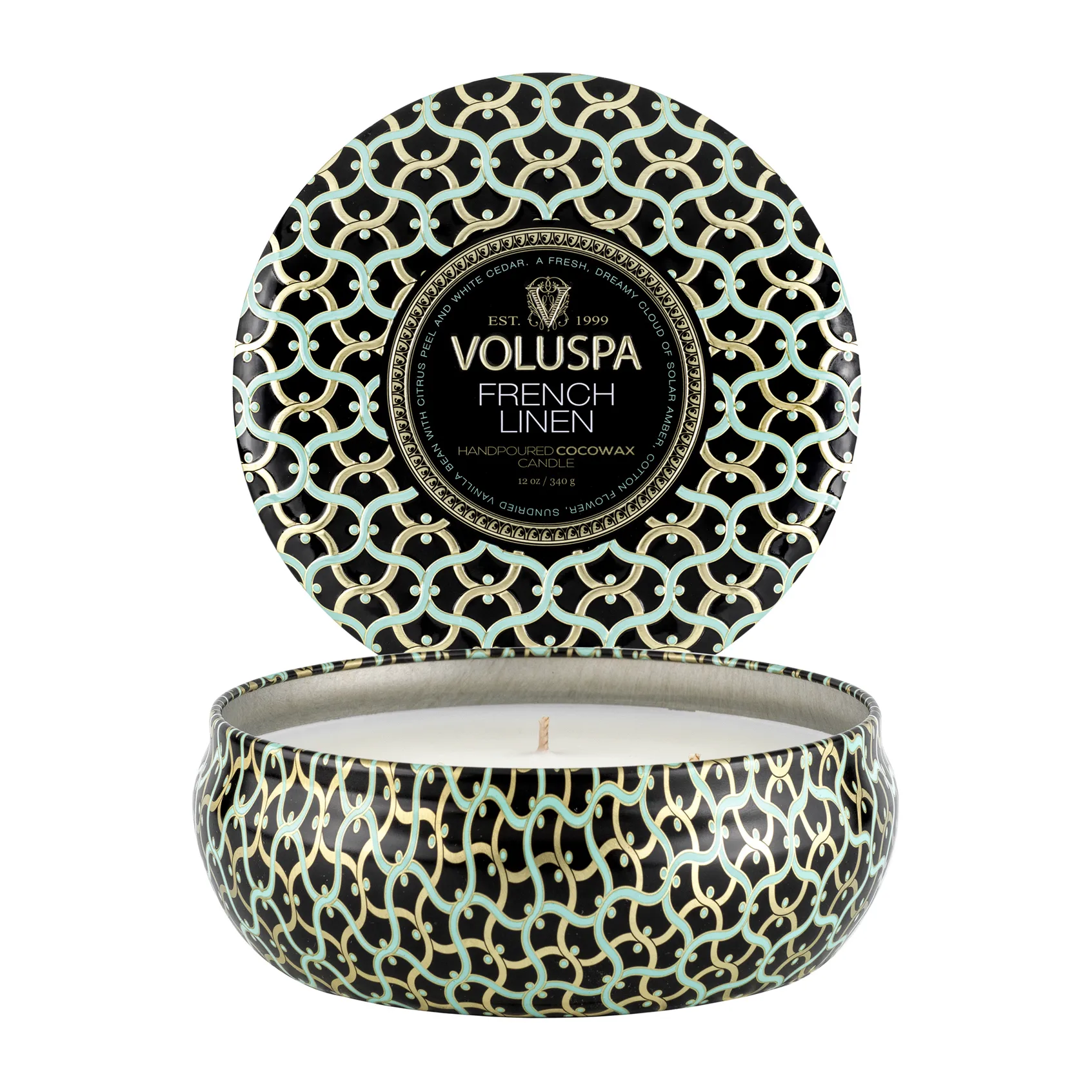 Vela perfumada 3 pavios Maison Noir Tin 40 horas, French Linen Voluspa