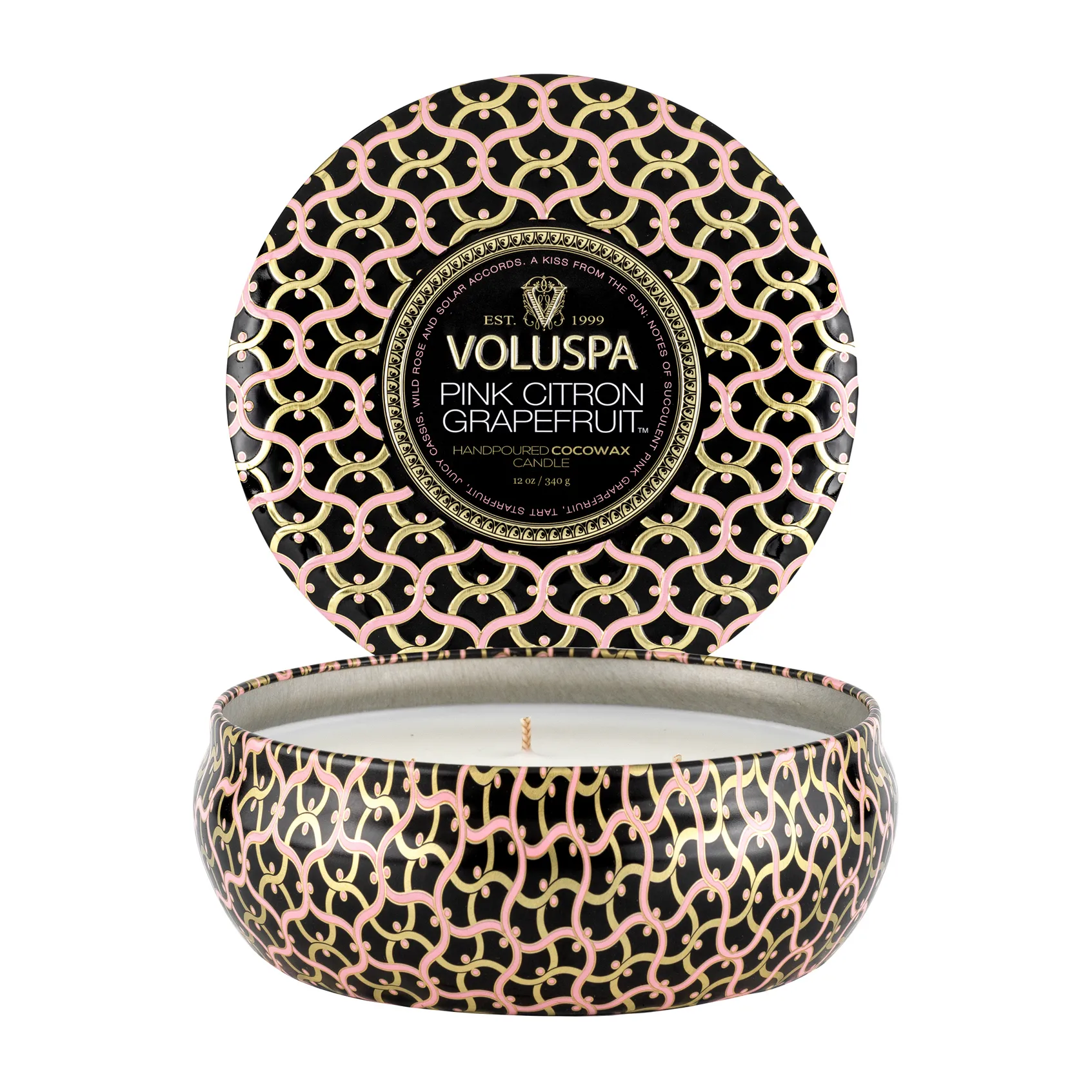 Vela perfumada 3 pavios Maison Noir Tin 40 horas, Pink Citron Grapefruit Voluspa