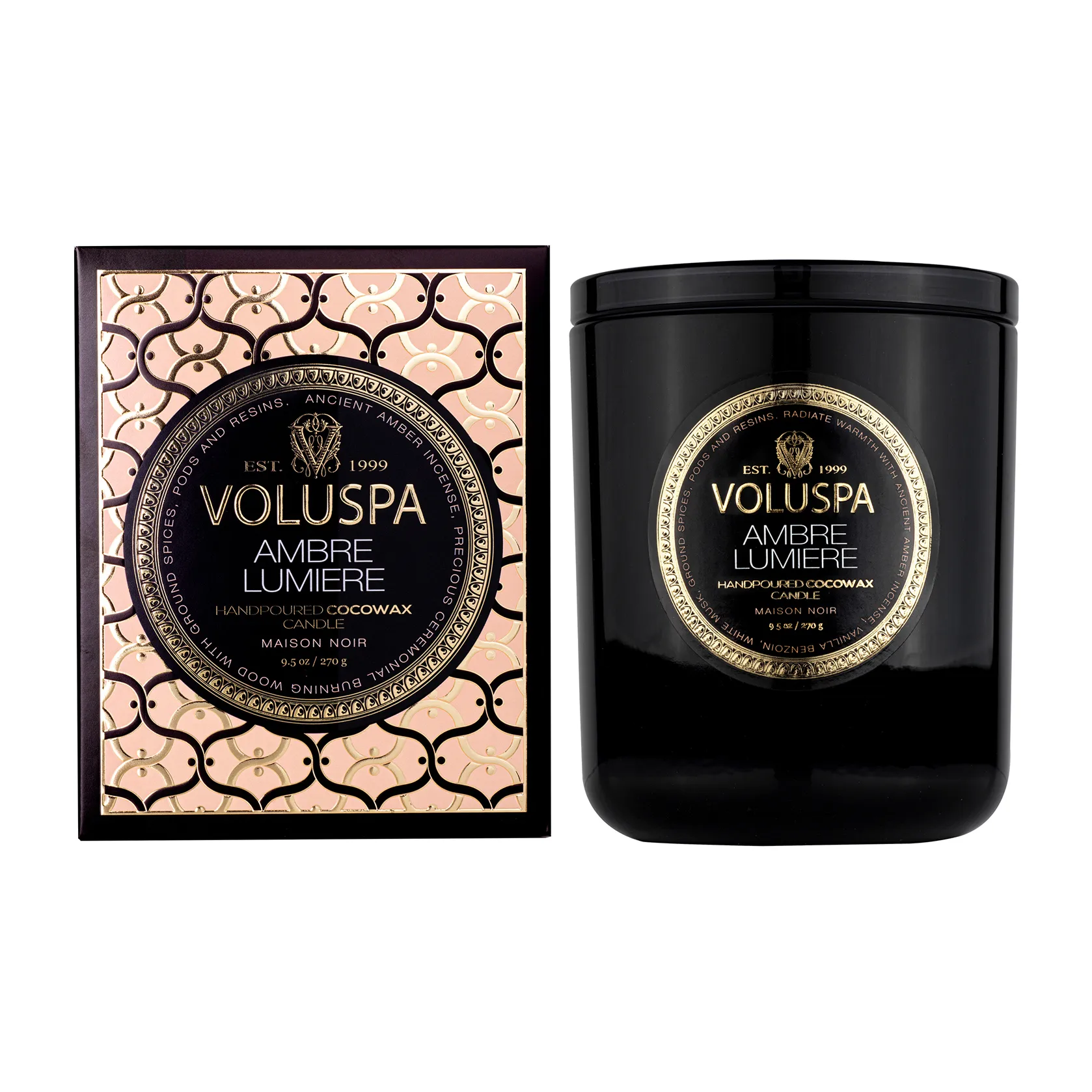 Vela perfumada Classic Maison Noir 60 horas, Ambre Lumiere Voluspa