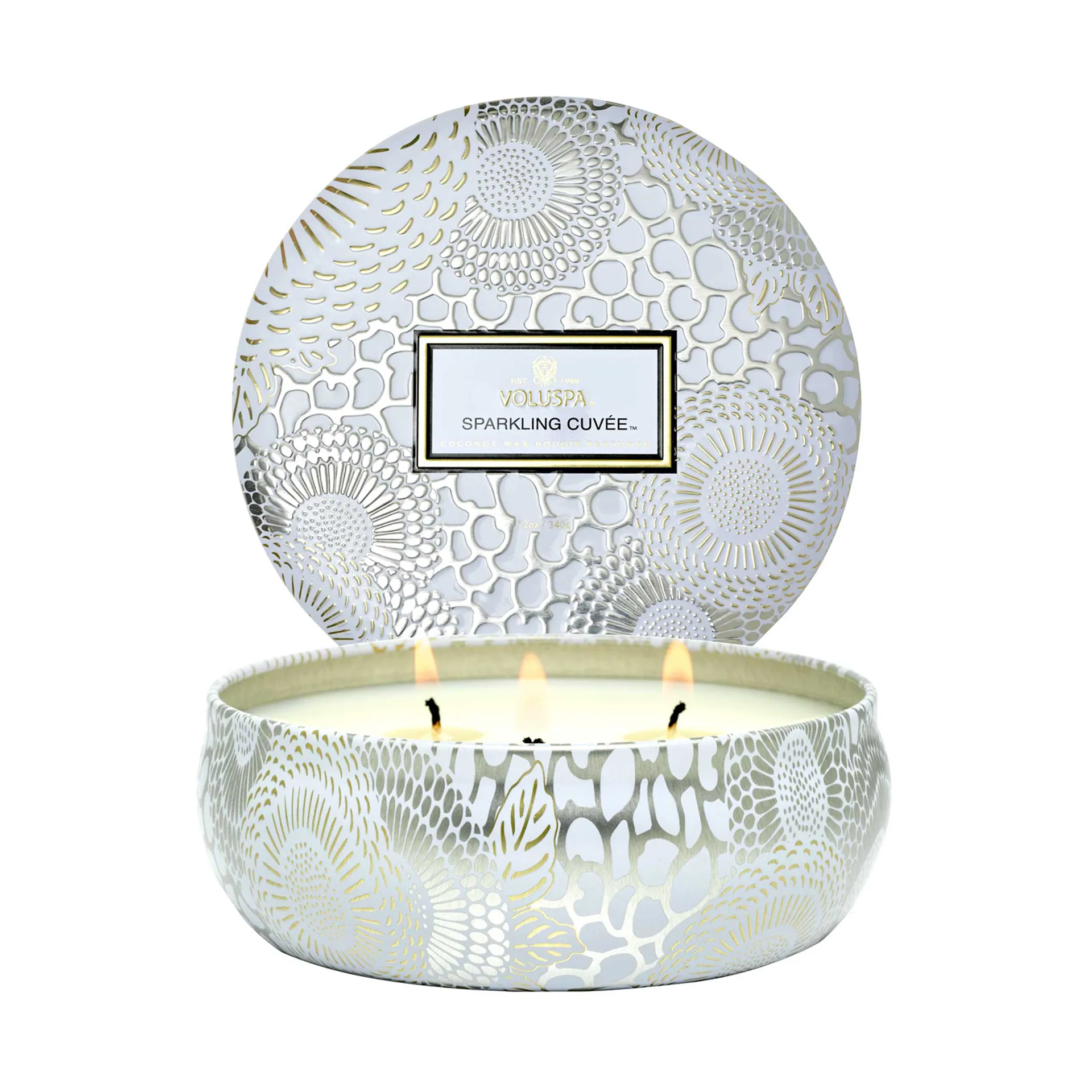 Vela perfumada Japonica 3 pavios em Lata 40 horas, Sparkling Cuvée Voluspa
