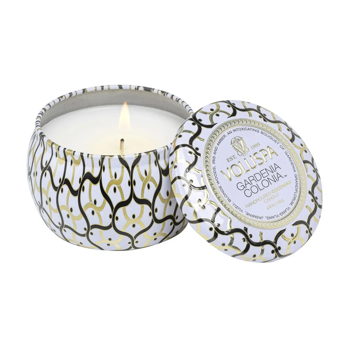 Vela perfumada Maison Blanc Mini Tin 25 horas, Gardenia Colonia Voluspa