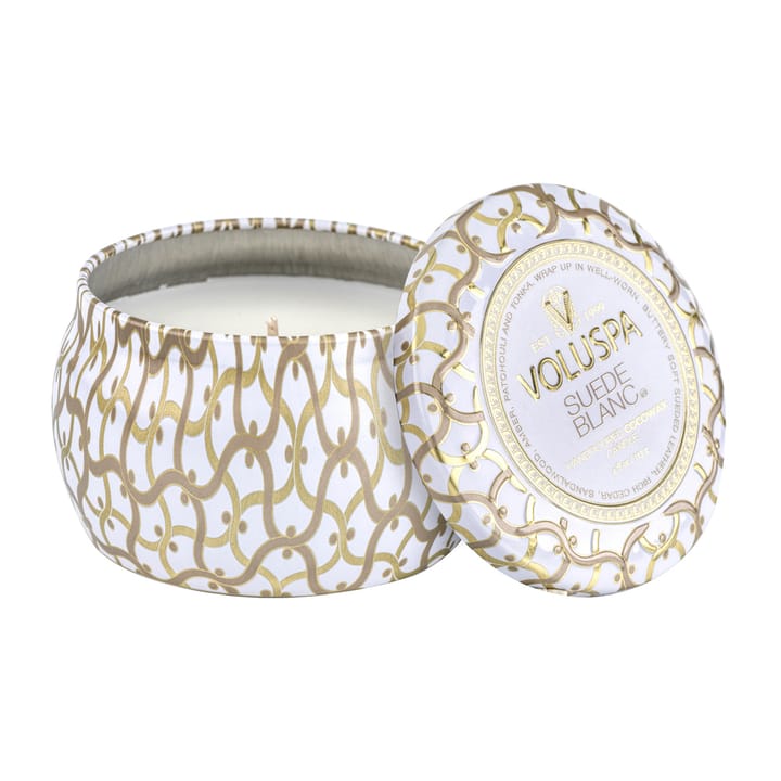 Vela perfumada Maison Blanc Mini Tin 25 horas - Suede Blanc - Voluspa