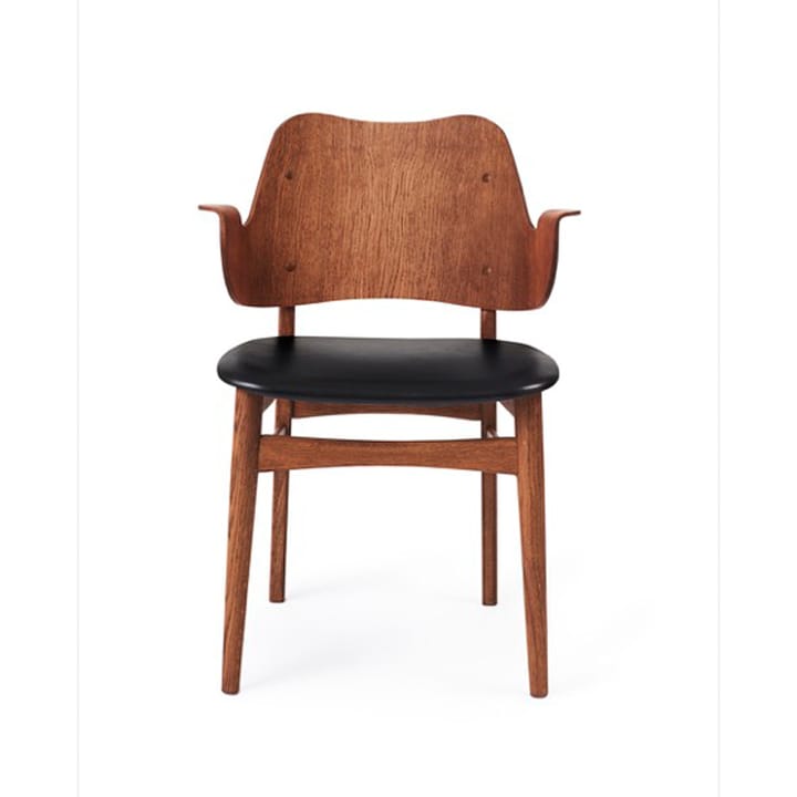 Cadeira Gesture, assento estofado  - Couro Prescott 207 Preto, estrutura de carvalho óleo de teca, assento estofado - Warm Nordic