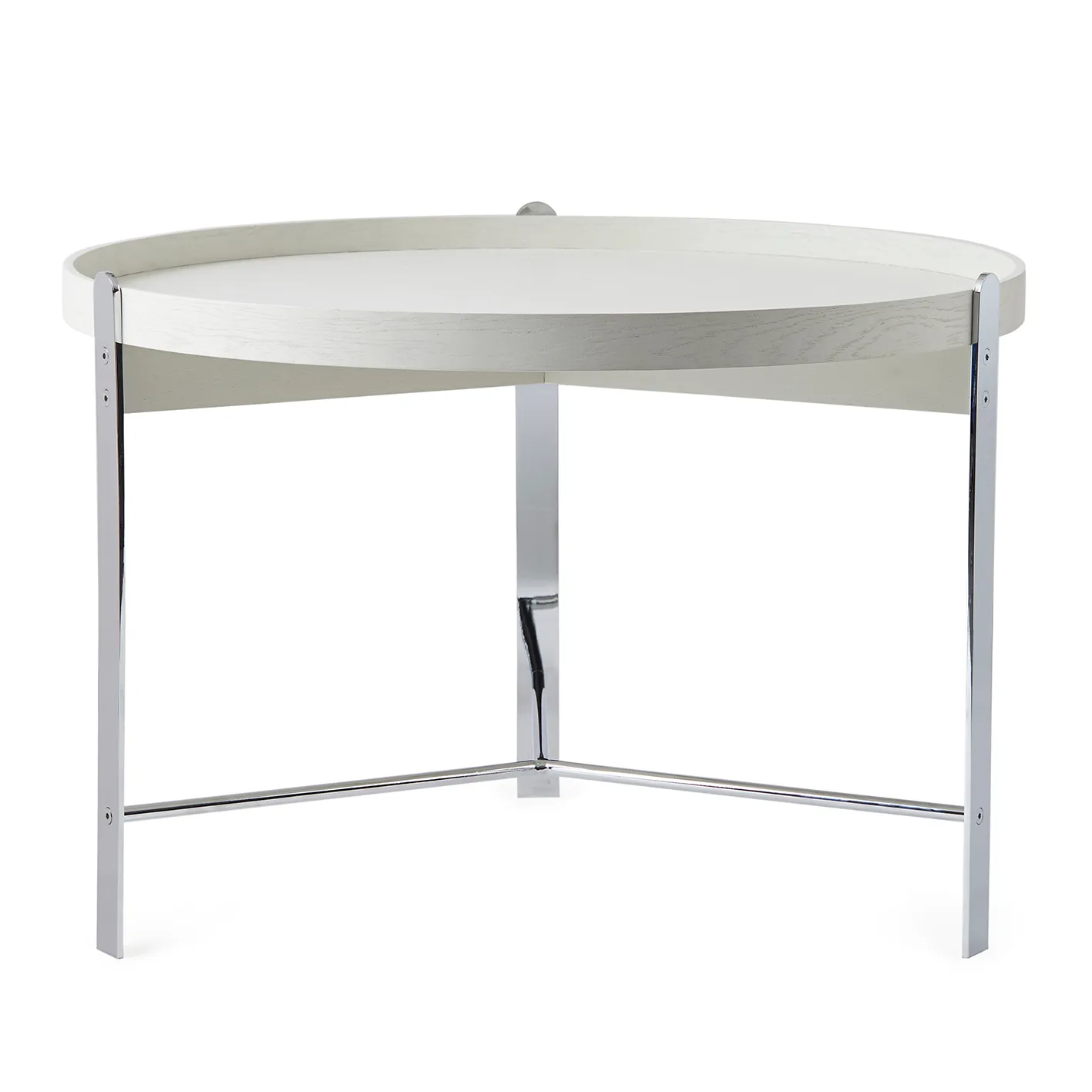 Mesa de centro Compose Ø70 cm com moldura cromada, branco quente Warm Nordic