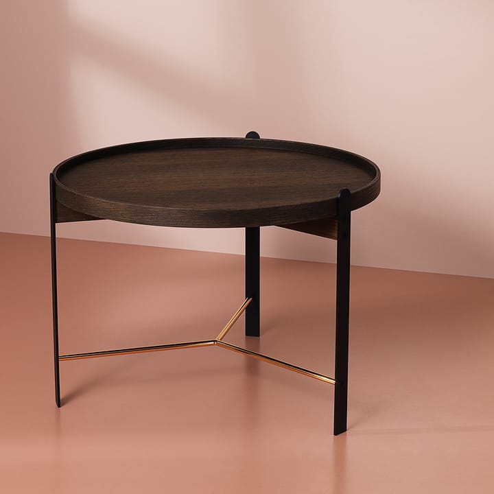 Mesa de centro Compose Ø70 cm com moldura cromada, Carvalho fumado Warm Nordic
