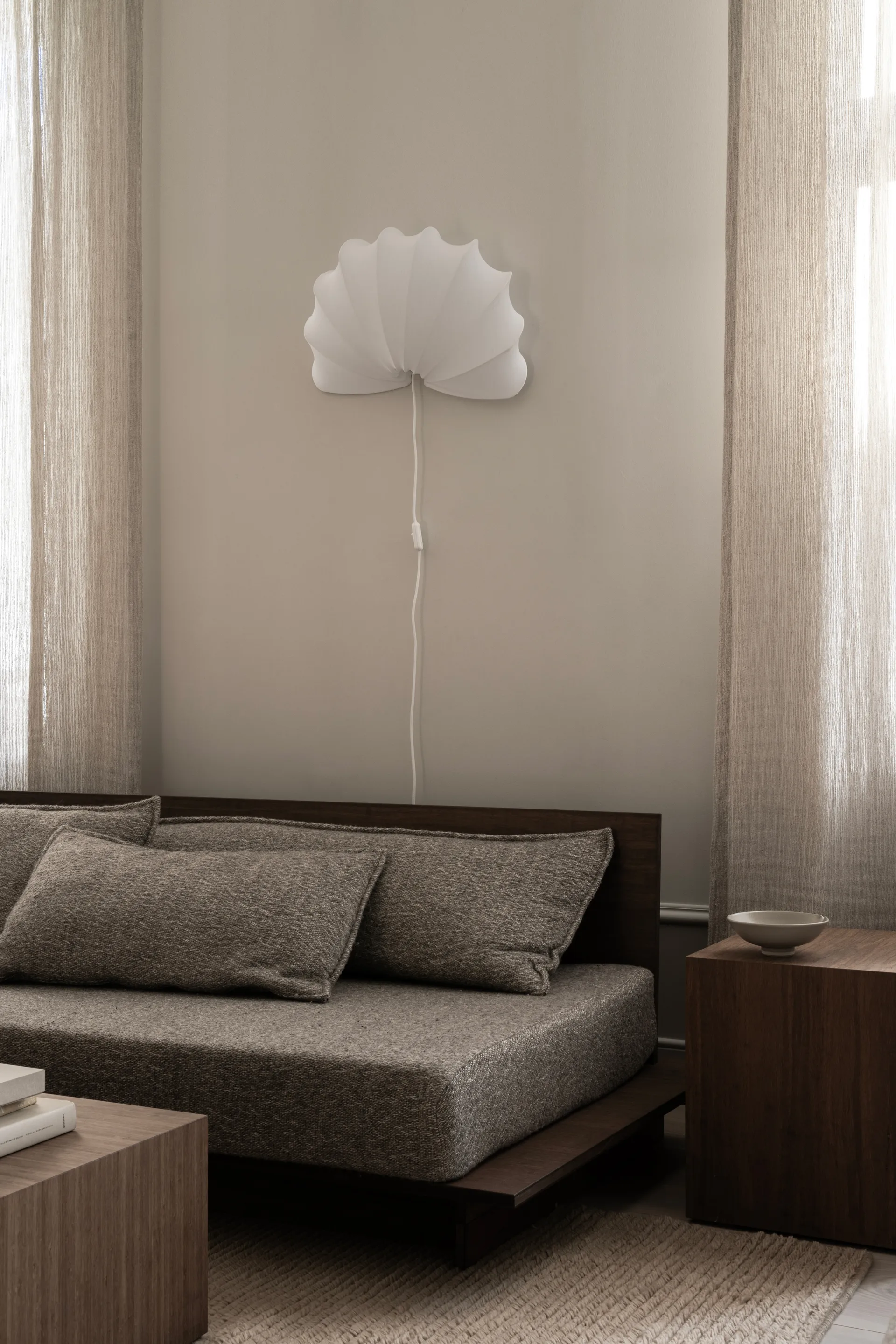 Anna candeeiro de parede L 54 cm, Algodão branco Watt & Veke