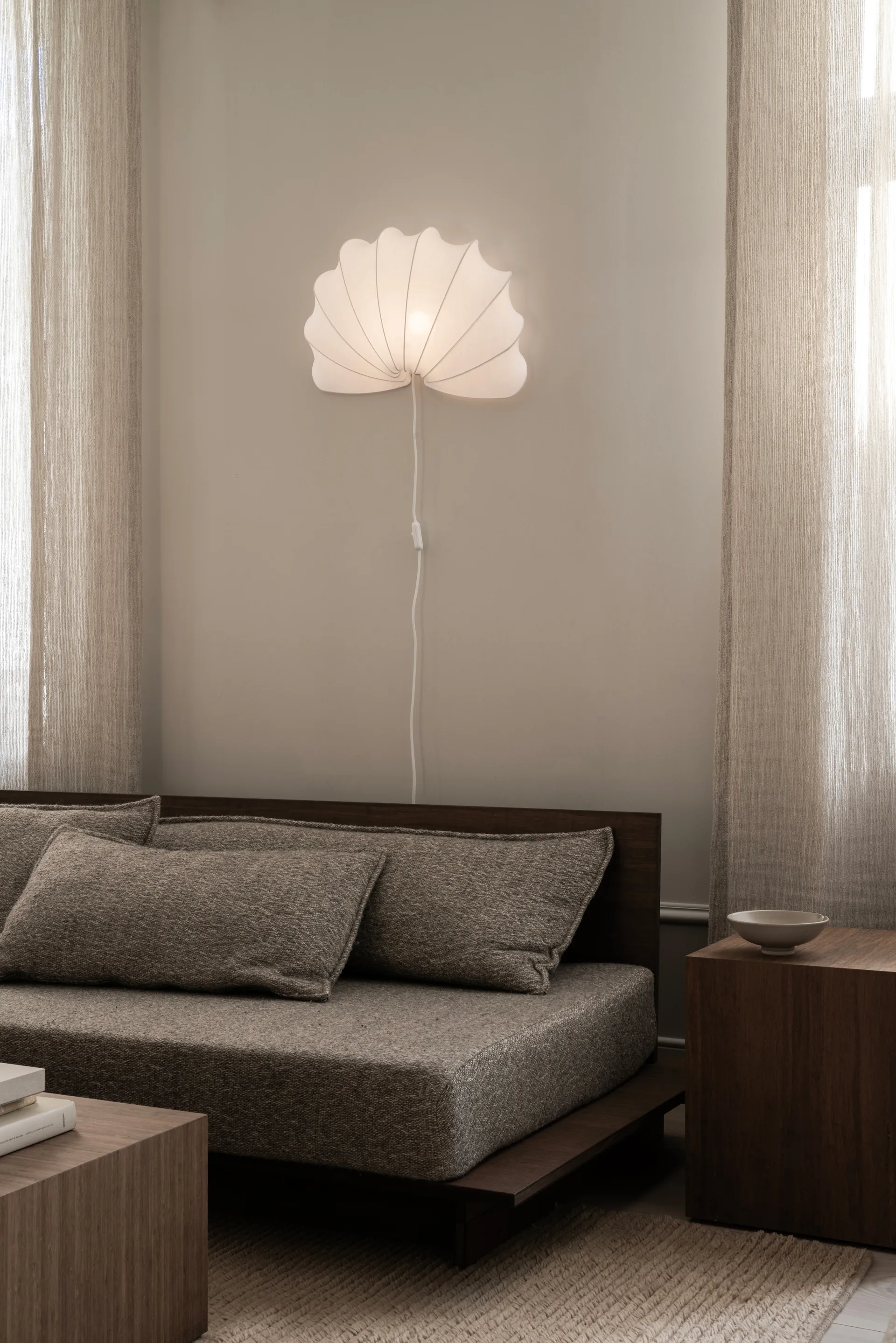 Anna candeeiro de parede L 54 cm, Algodão branco Watt & Veke