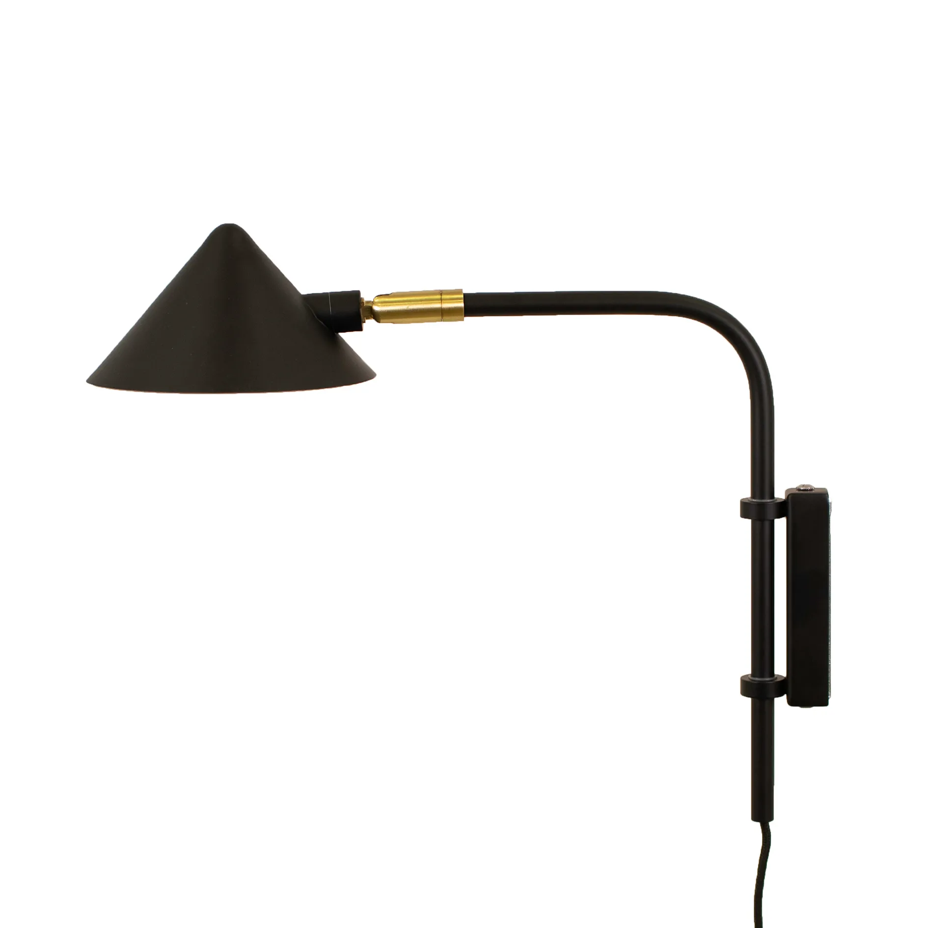 Candeeiro de parede com cabo curto Kelly, Preto-dourado Watt & Veke
