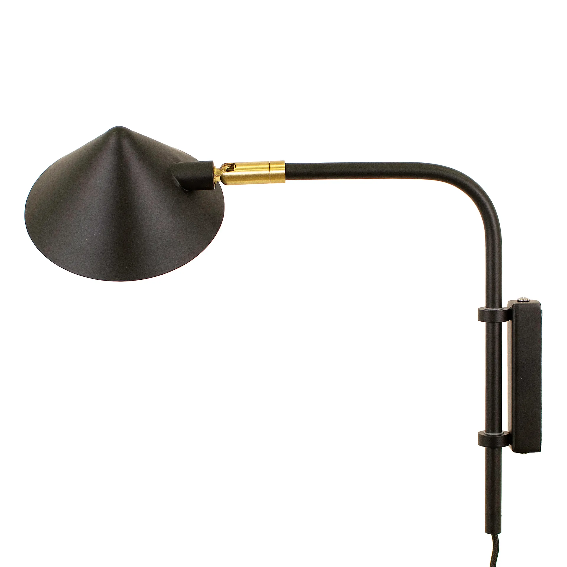 Candeeiro de parede com cabo curto Kelly, Preto-dourado Watt & Veke