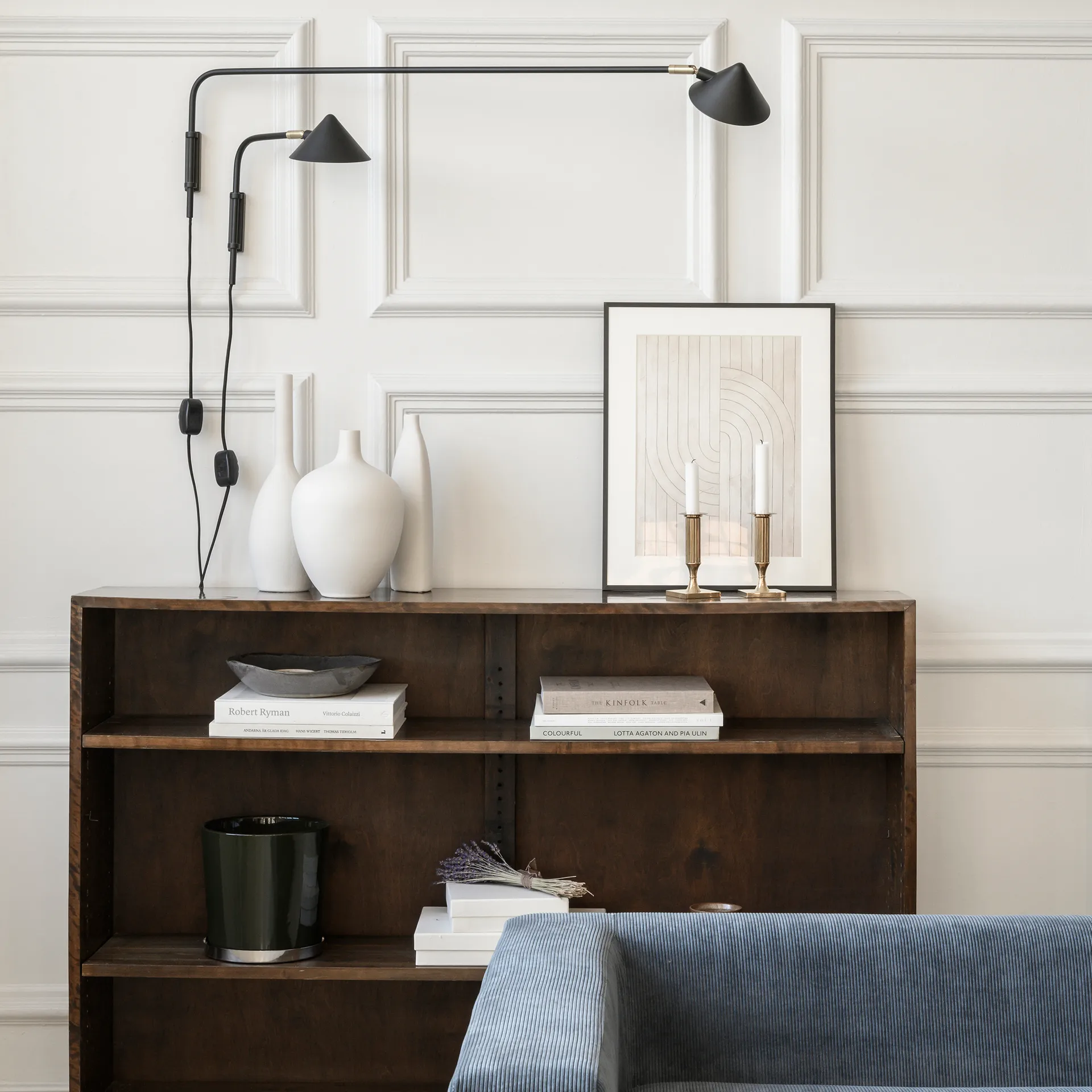 Candeeiro de parede com cabo longo Kelly, Preto-dourado Watt & Veke