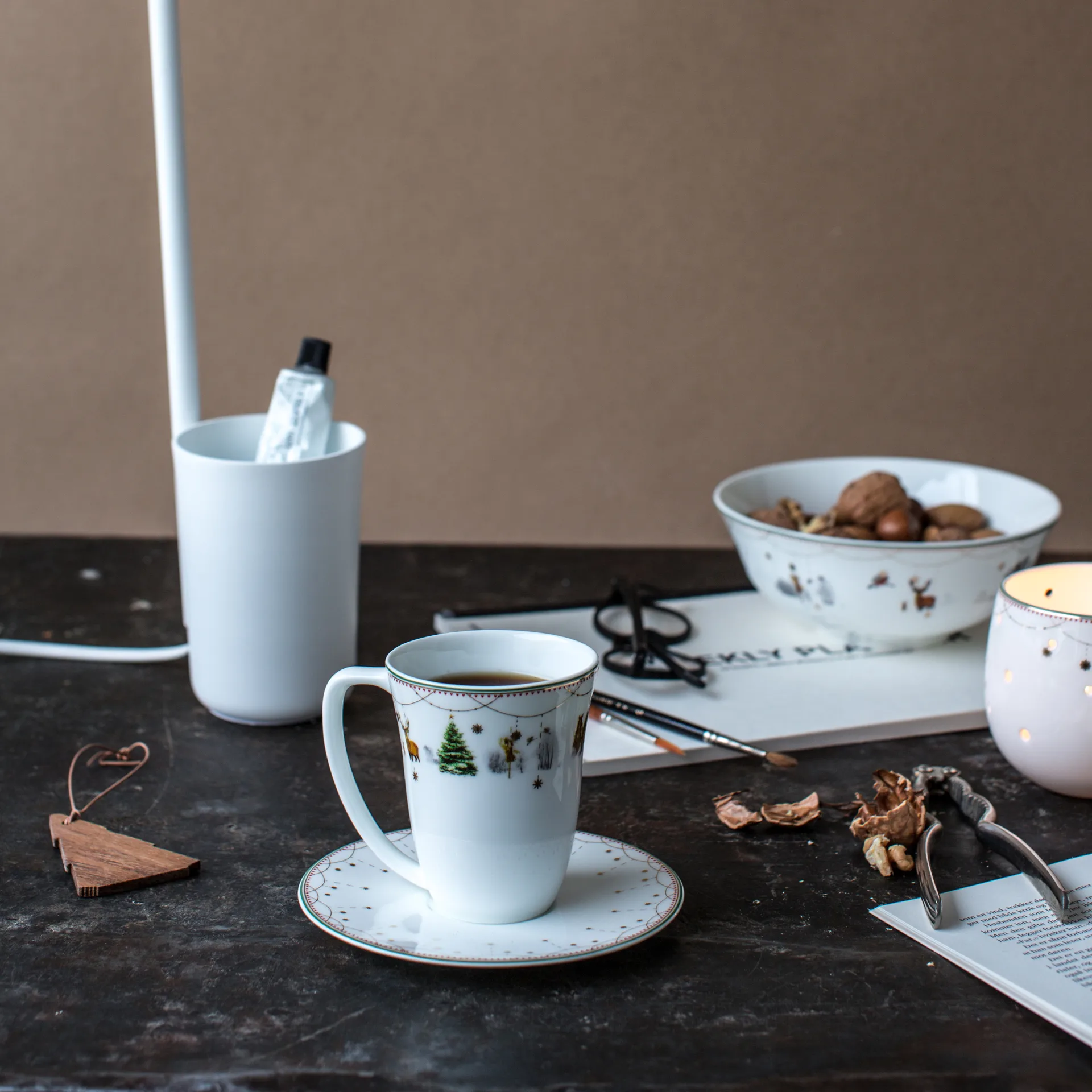 Chávena Julemorgen com pires 20 cl, branco Wik & Walsøe
