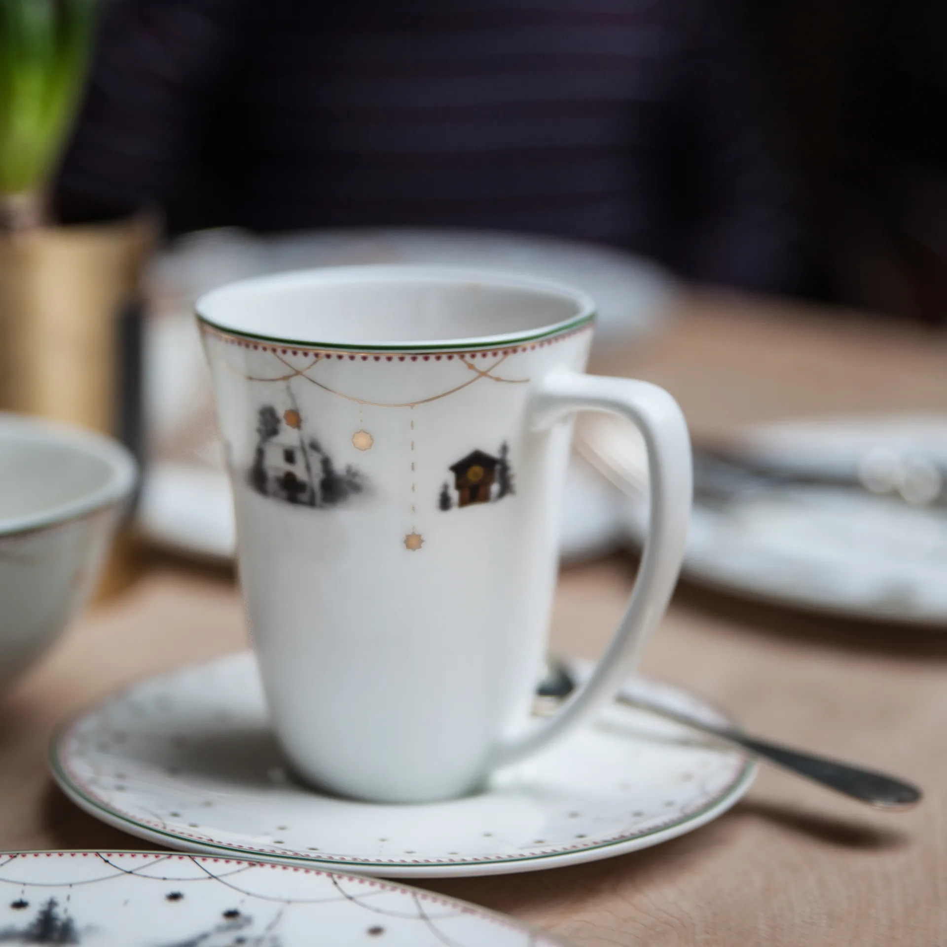 Chávena Julemorgen com pires 20 cl, branco Wik & Walsøe