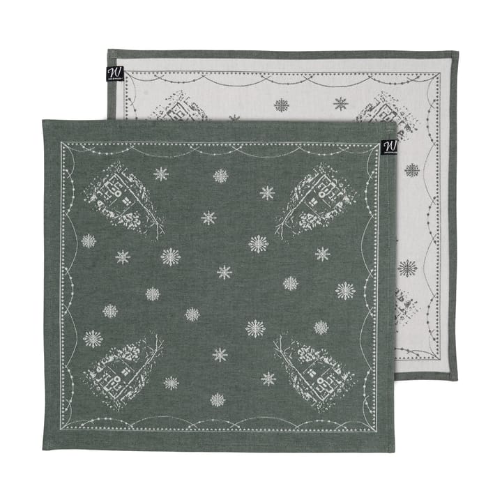 Julemorgen guardanapo de tecido 45x45 cm 2 unidades - Branco-verde - Wik & Walsøe