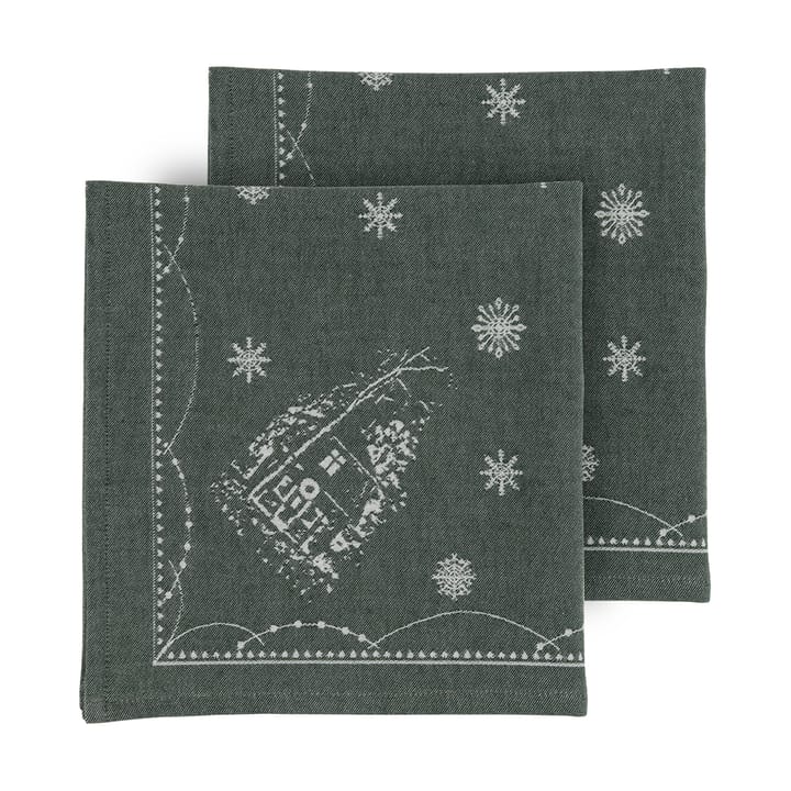 Julemorgen guardanapo de tecido 45x45 cm 2 unidades, Branco-verde Wik & Walsøe