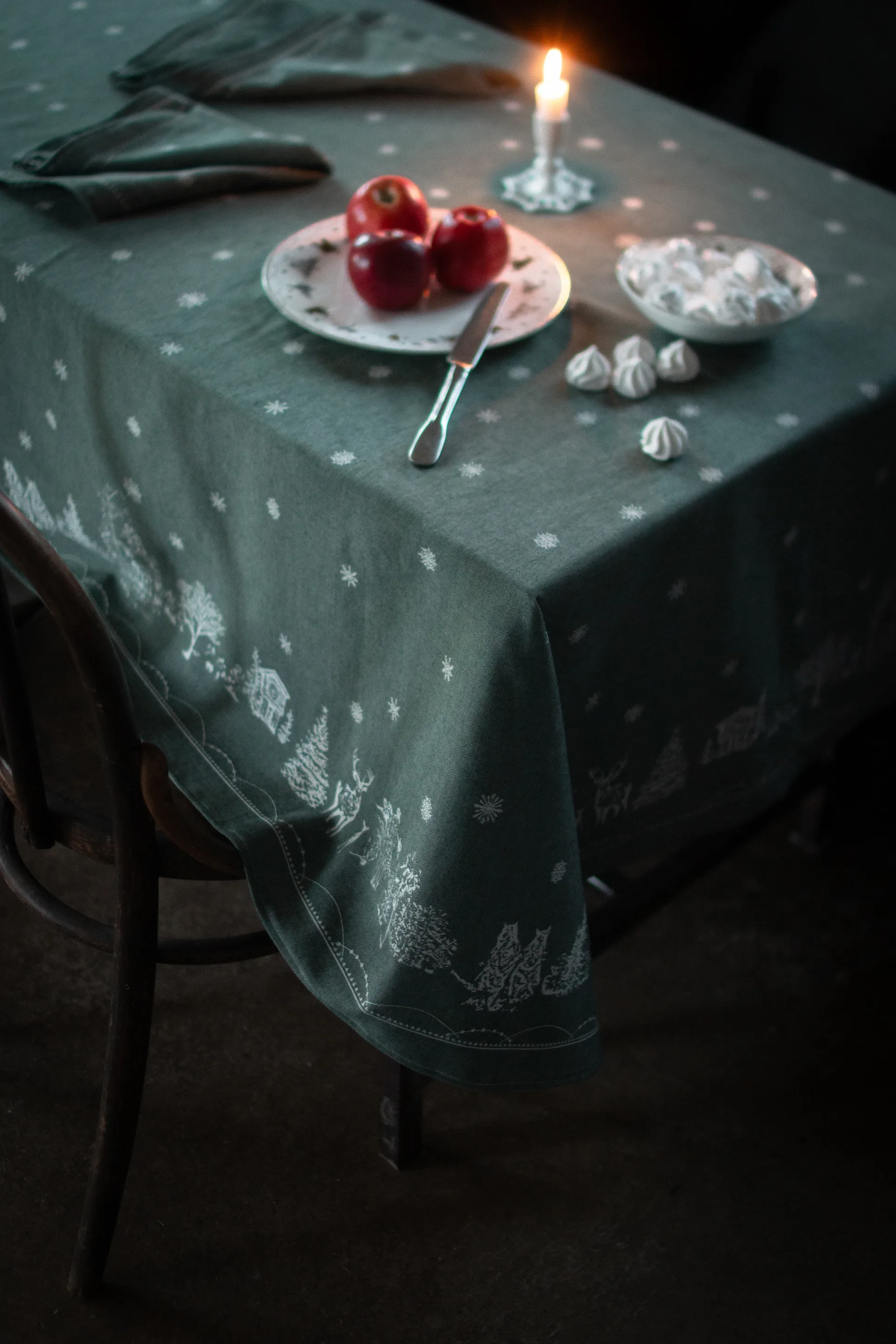 Julemorgen guardanapo de tecido 45x45 cm 2 unidades, Branco-verde Wik & Walsøe