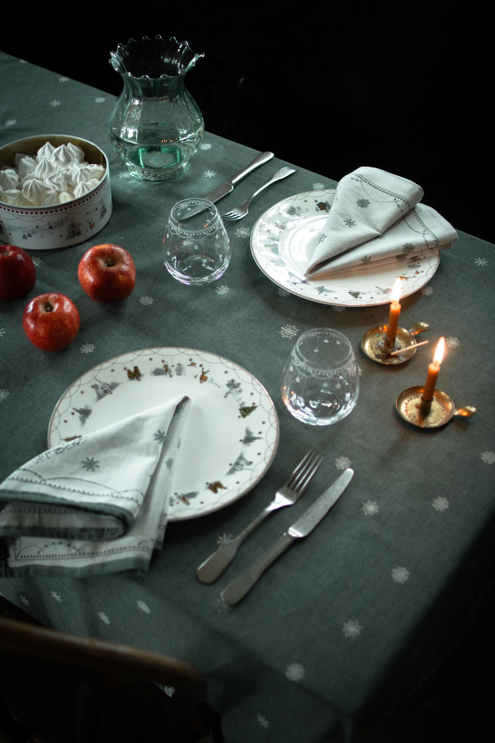 Julemorgen guardanapo de tecido 45x45 cm 2 unidades, Branco-verde Wik & Walsøe