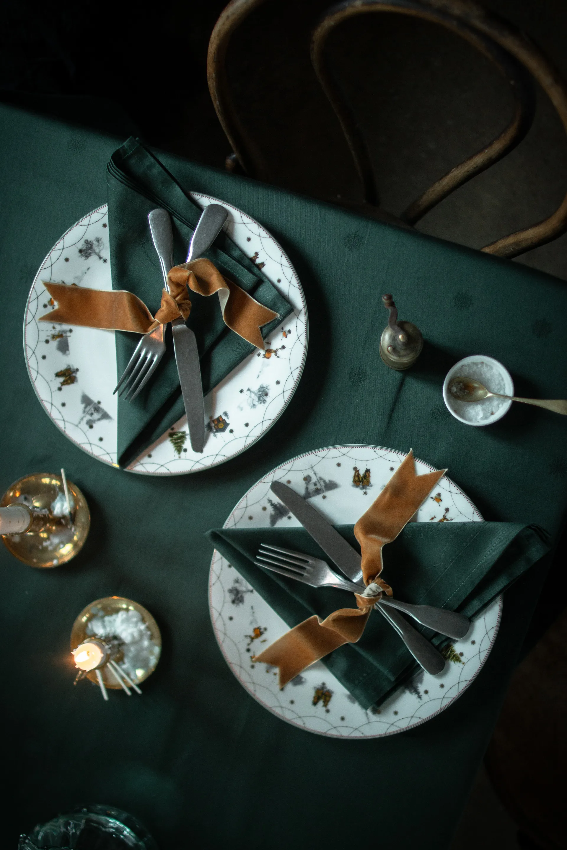 Julemorgen guardanapo de tecido 45x45 cm 2 unidades, Branco-verde Wik & Walsøe