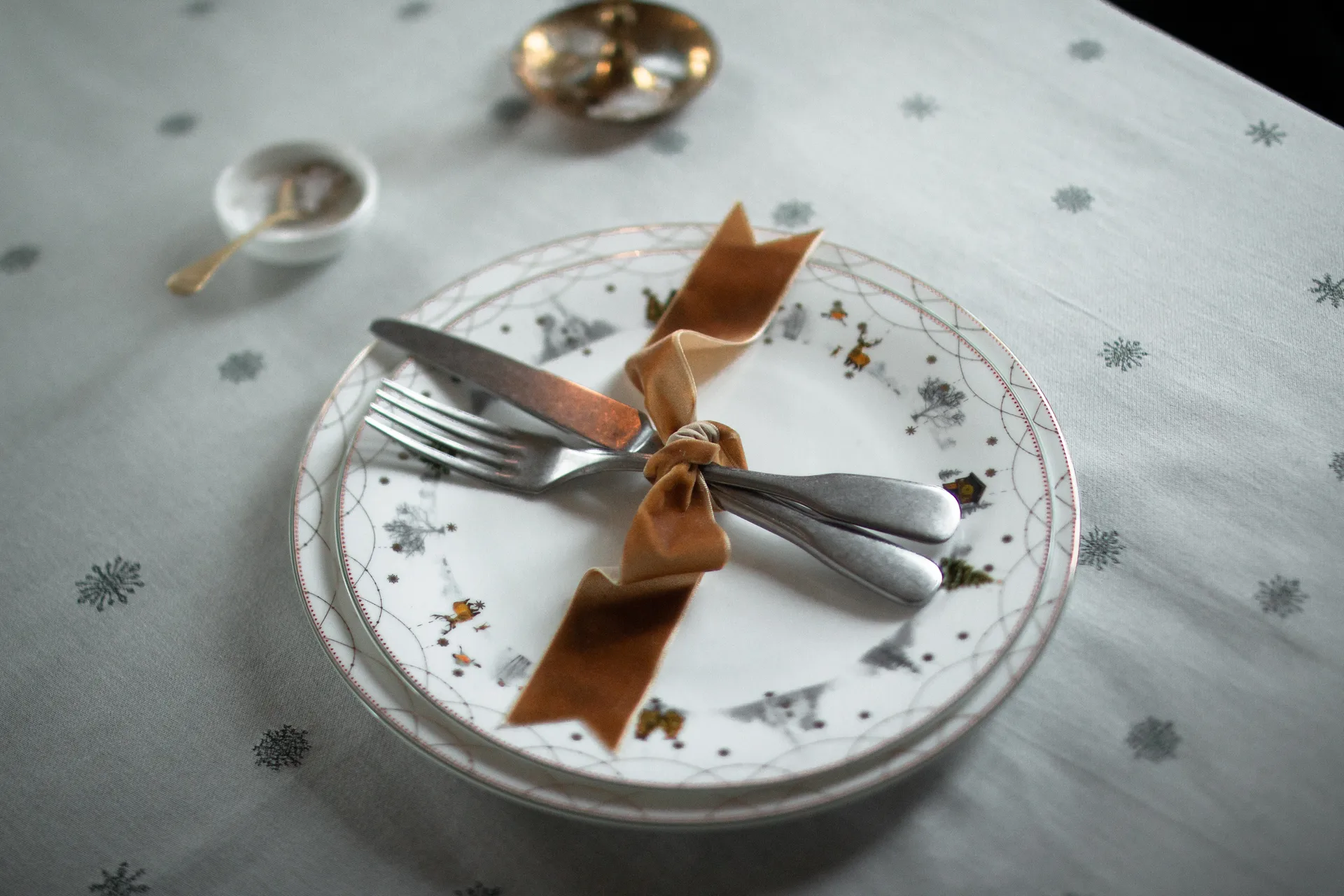 Julemorgen toalha de mesa, Branco-verde, 140x300 cm Wik & Walsøe