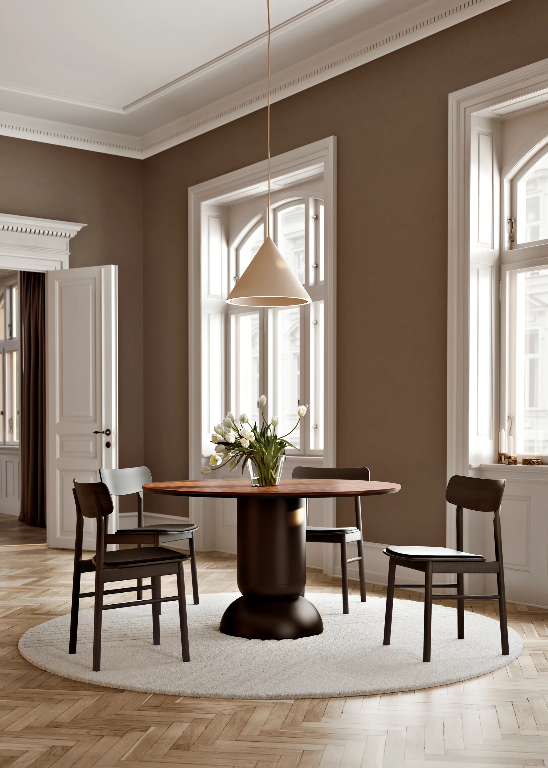 Annular pendente large, Beige Woud