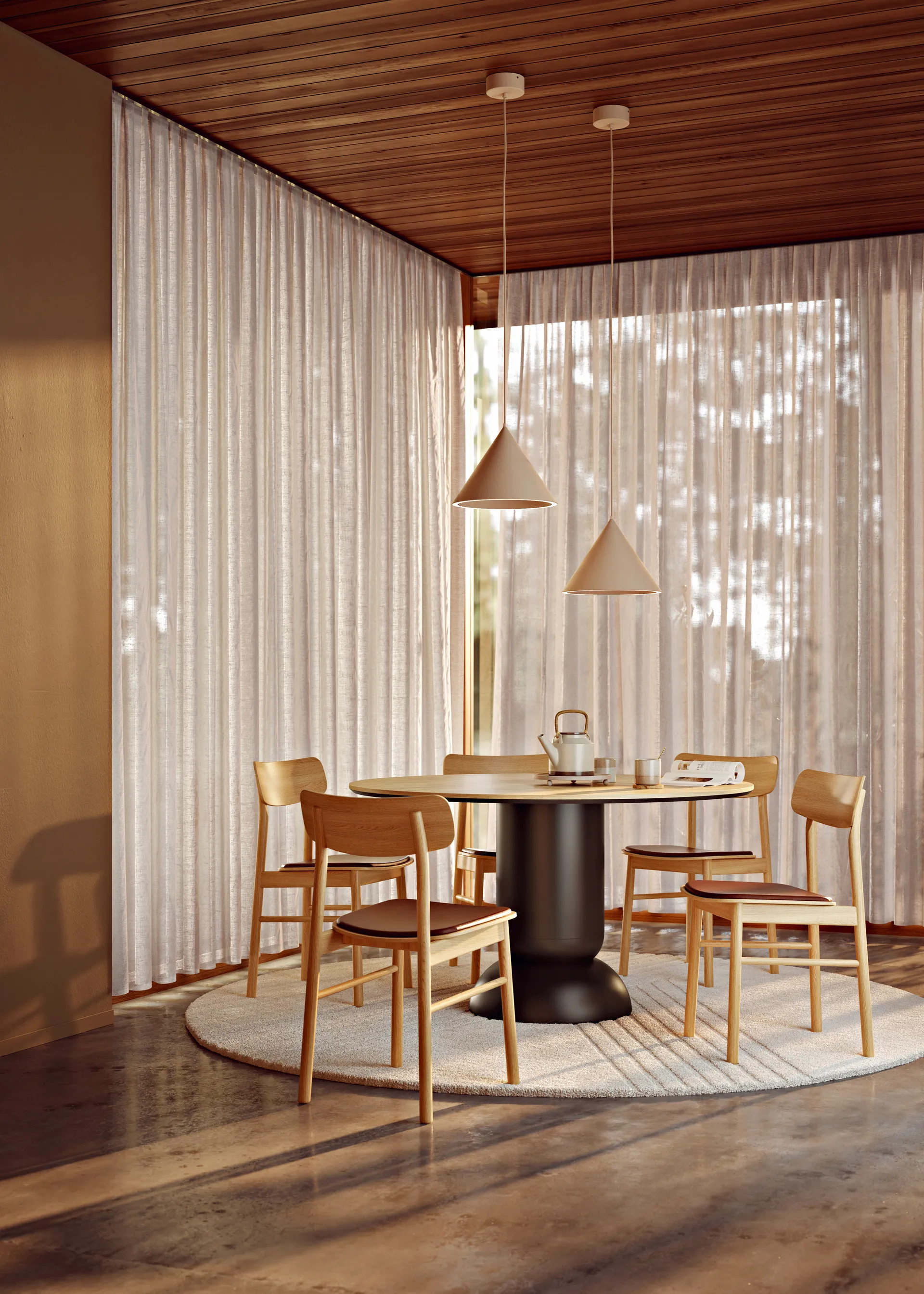 Annular pendente small, Beige Woud