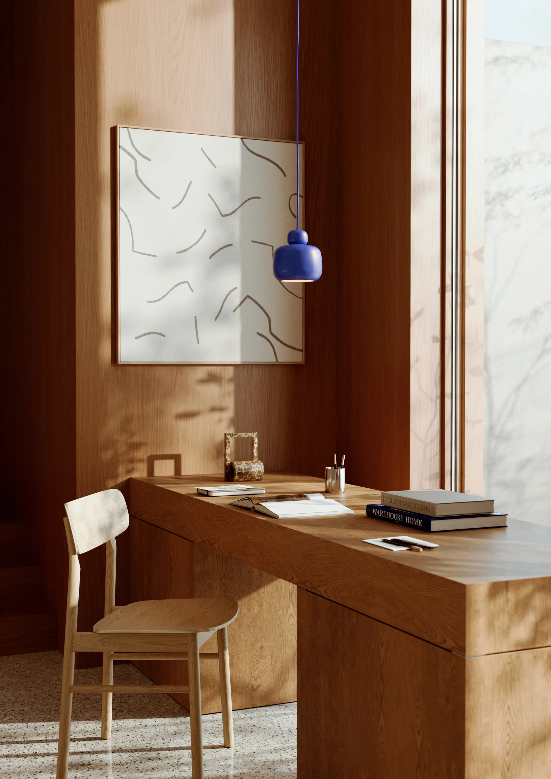 Candeeiro de teto pequeno Stone, Cobalt blue Woud