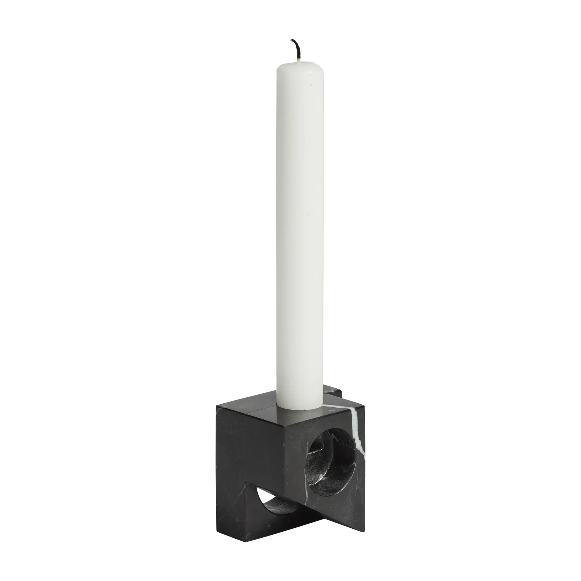 Jeu de dés 2 porta-velas mármore, Preto Woud