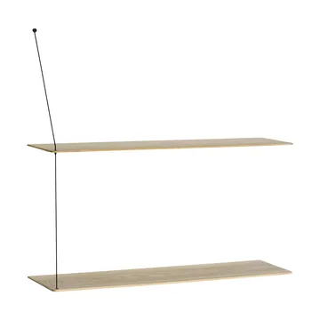 Prateleira Stedge - Carvalho pigmentado de branco-preto, 80 cm, 2 prateleiras - Woud
