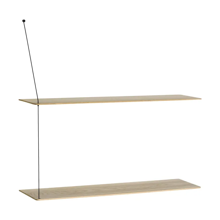 Prateleira Stedge - Carvalho pigmentado de branco-preto, 80 cm, 2 prateleiras - Woud