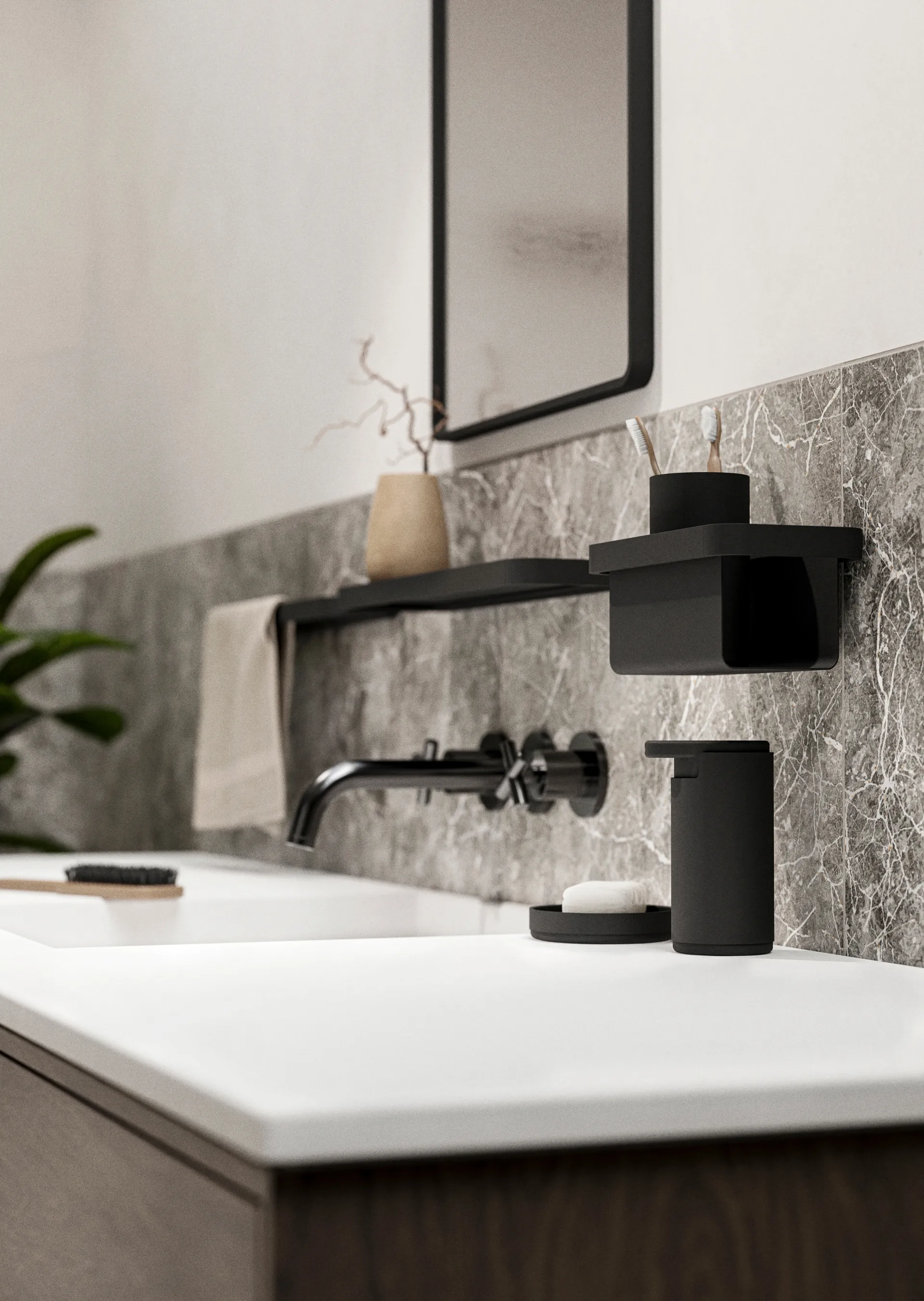 Prateleira de chuveiro alta RIM 11x22 cm, Preto Zone Denmark