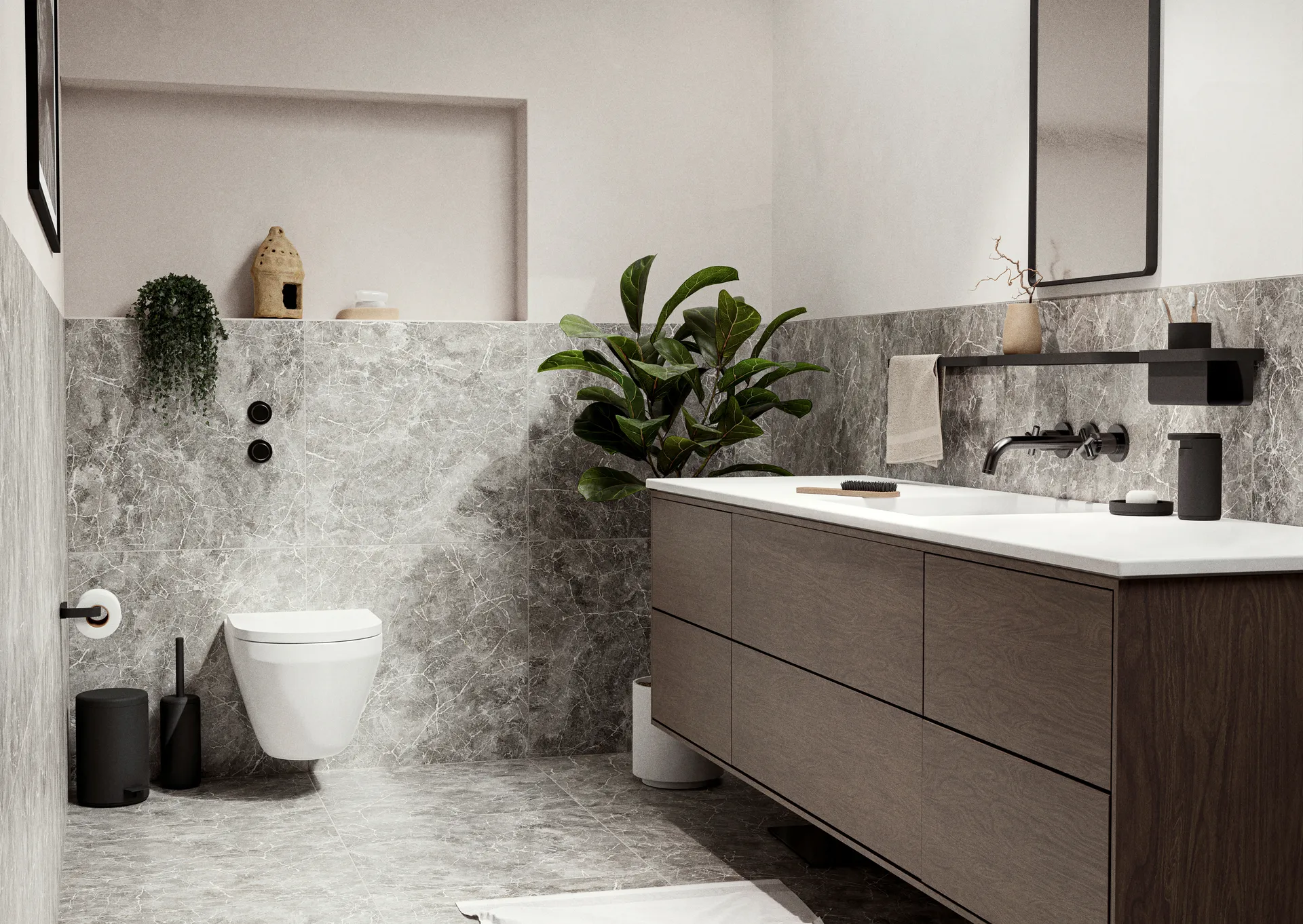 Prateleira de chuveiro alta RIM 11x22 cm, Preto Zone Denmark