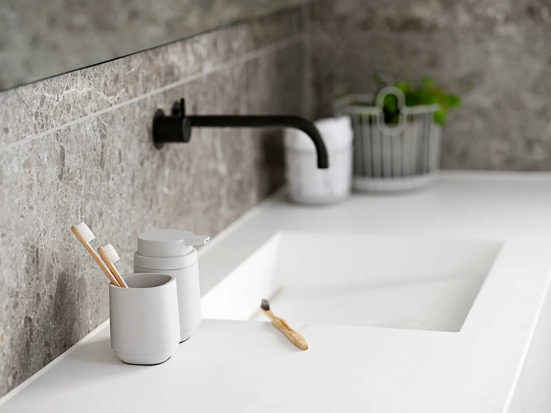 Time doseador de sabão 13 cm, Cinza suave Zone Denmark