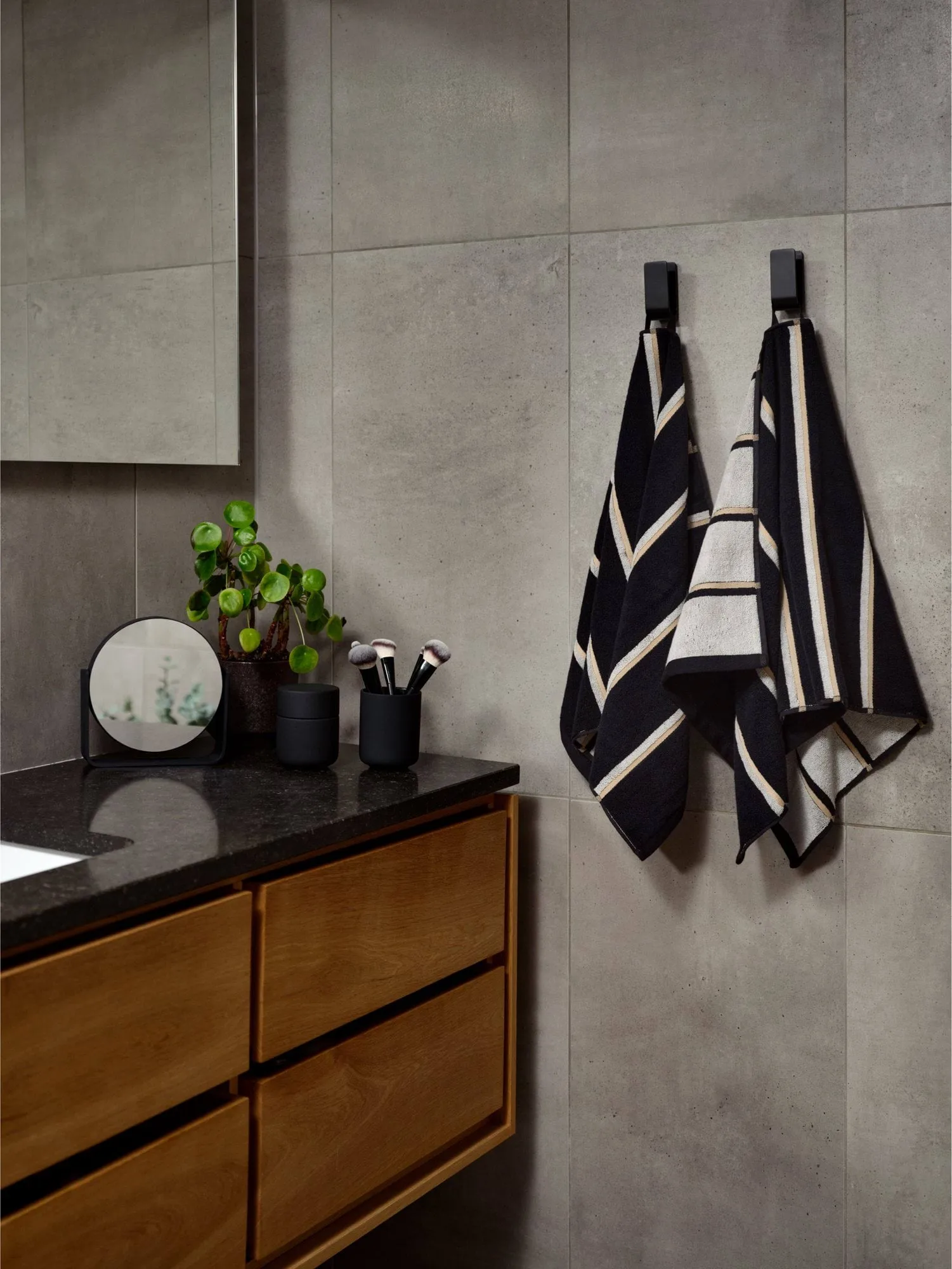 Toalha de sauna, Black-soft grey-camel, 50x100 cm Zone Denmark