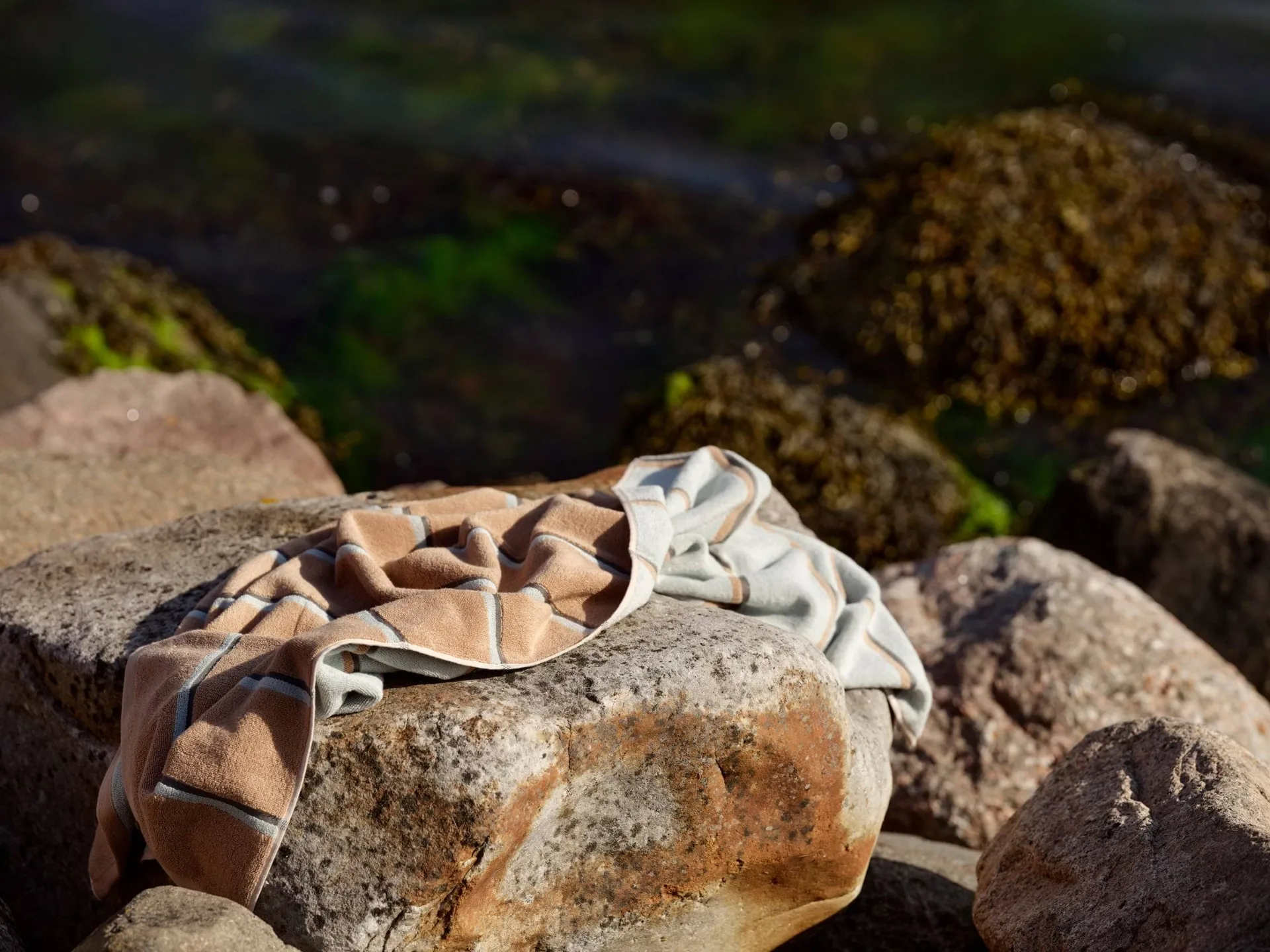 Toalha de sauna, Camel-ice blue-olive green, 70x140 cm Zone Denmark