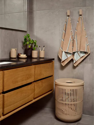 Toalha de sauna - Camel-ice blue-verde azeitona, 50x100 cm - Zone Denmark