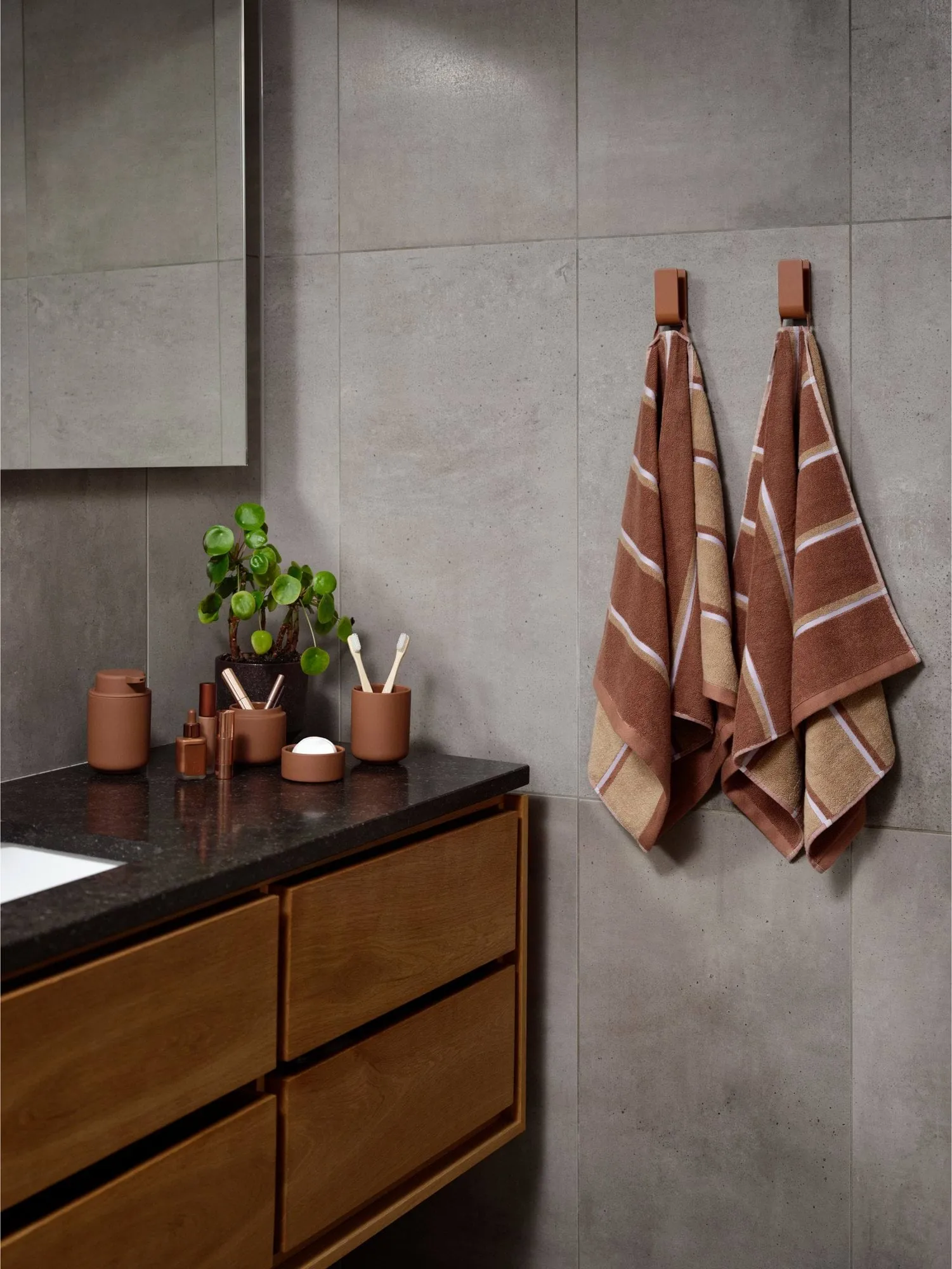 Toalha de sauna, Terracotta-camelo-lupine, 50x100 cm Zone Denmark