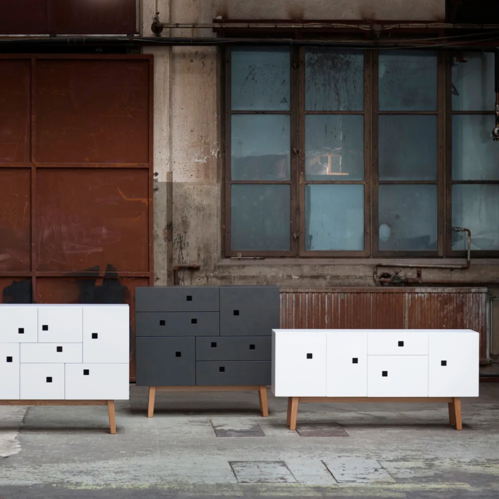 Armário peep B1, cinzento slate, retrô, estrutura carvalho  Zweed