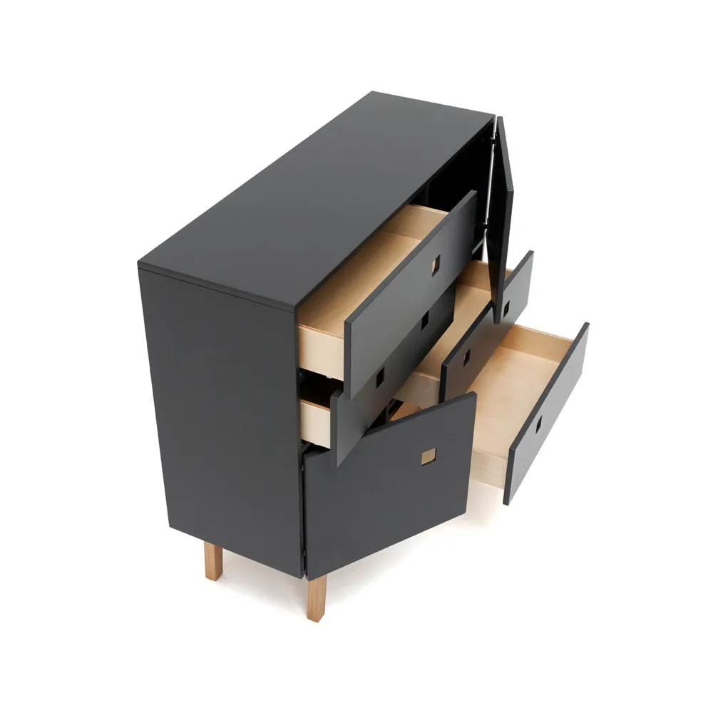 Cómoda Peep B1, Cinzento slate, preto lacado  Zweed