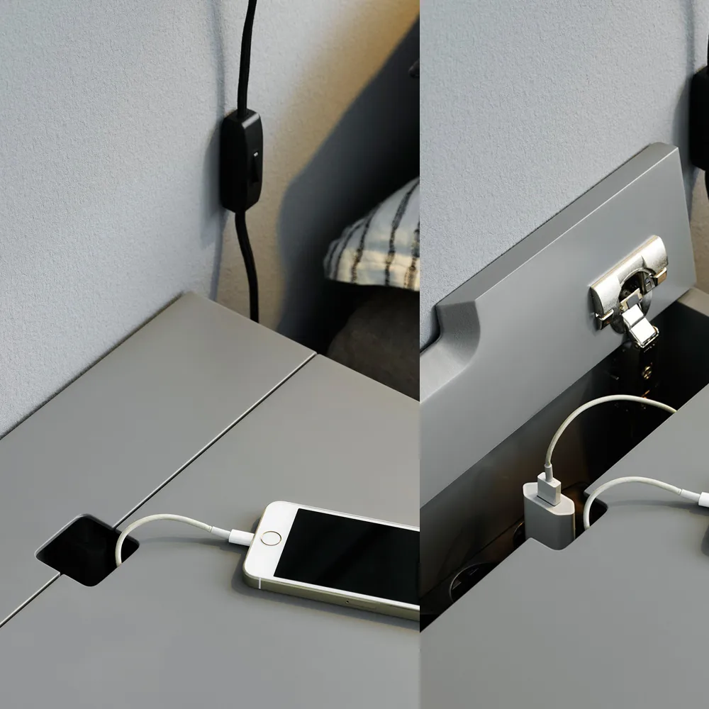 Mesa cabeceira Peep S1, Cinzento slate, preto lacado  Zweed